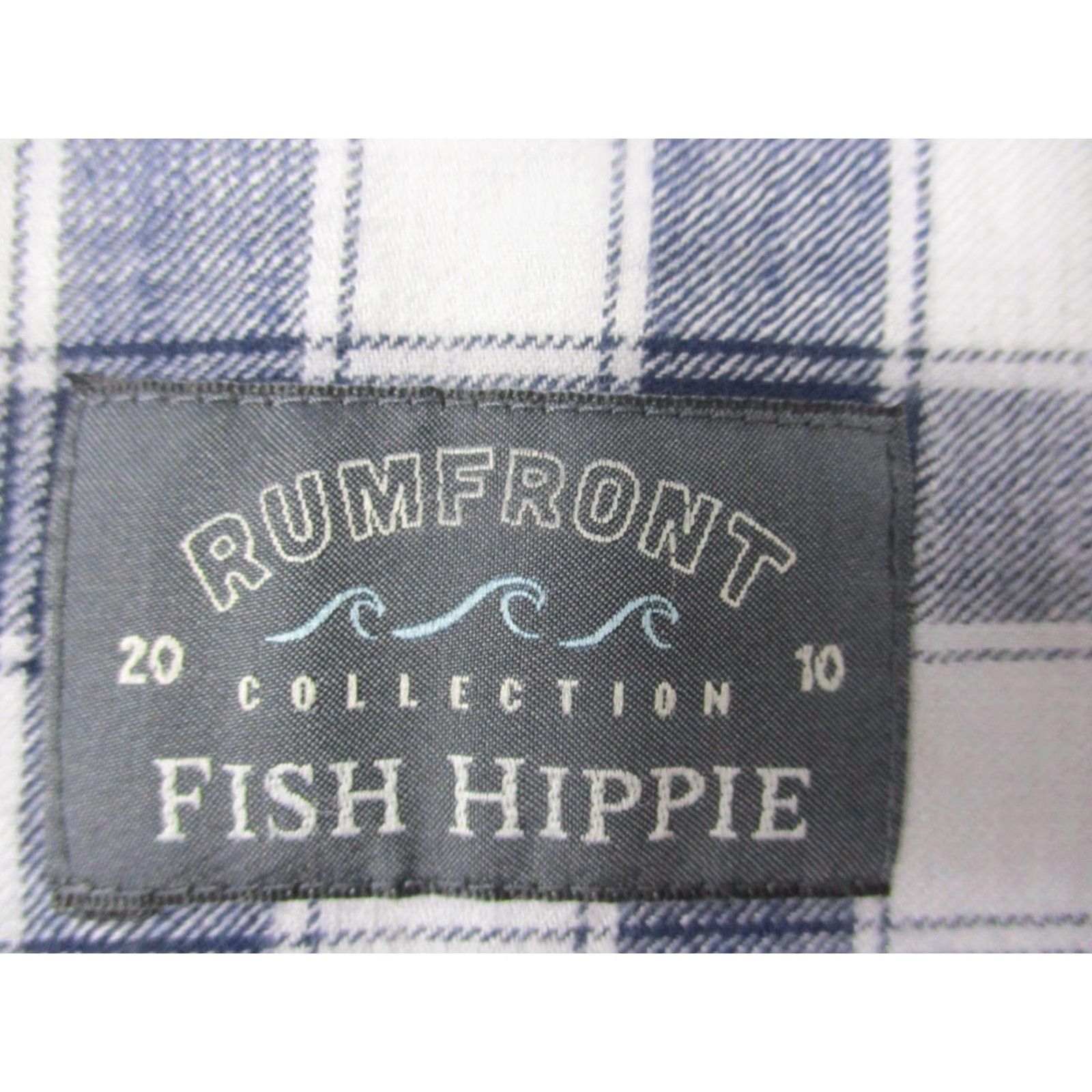 Vintage Fish Hippie Shirt Mens 2XL Blue Plaid Cotton Twill Long Sleeve Button-Up Embroidered Fish Logo Rumfront Collection Casual Workwear Men’s Size US XXL / EU 58 / 5 - 3 Thumbnail