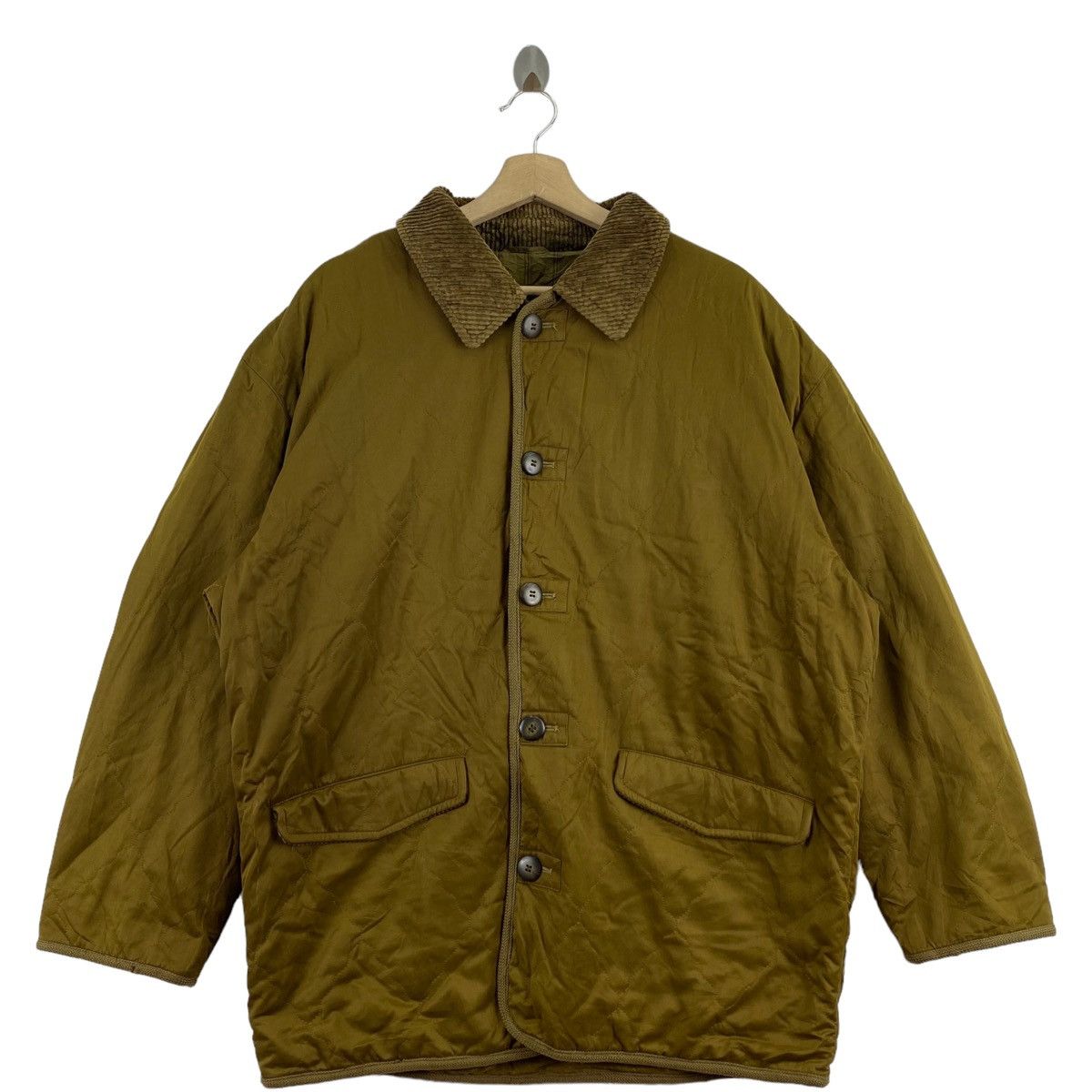 image of Allegri Italy Quilted Button Up Oversize Coat Jacket in Khaki, Men's (Size Large)
