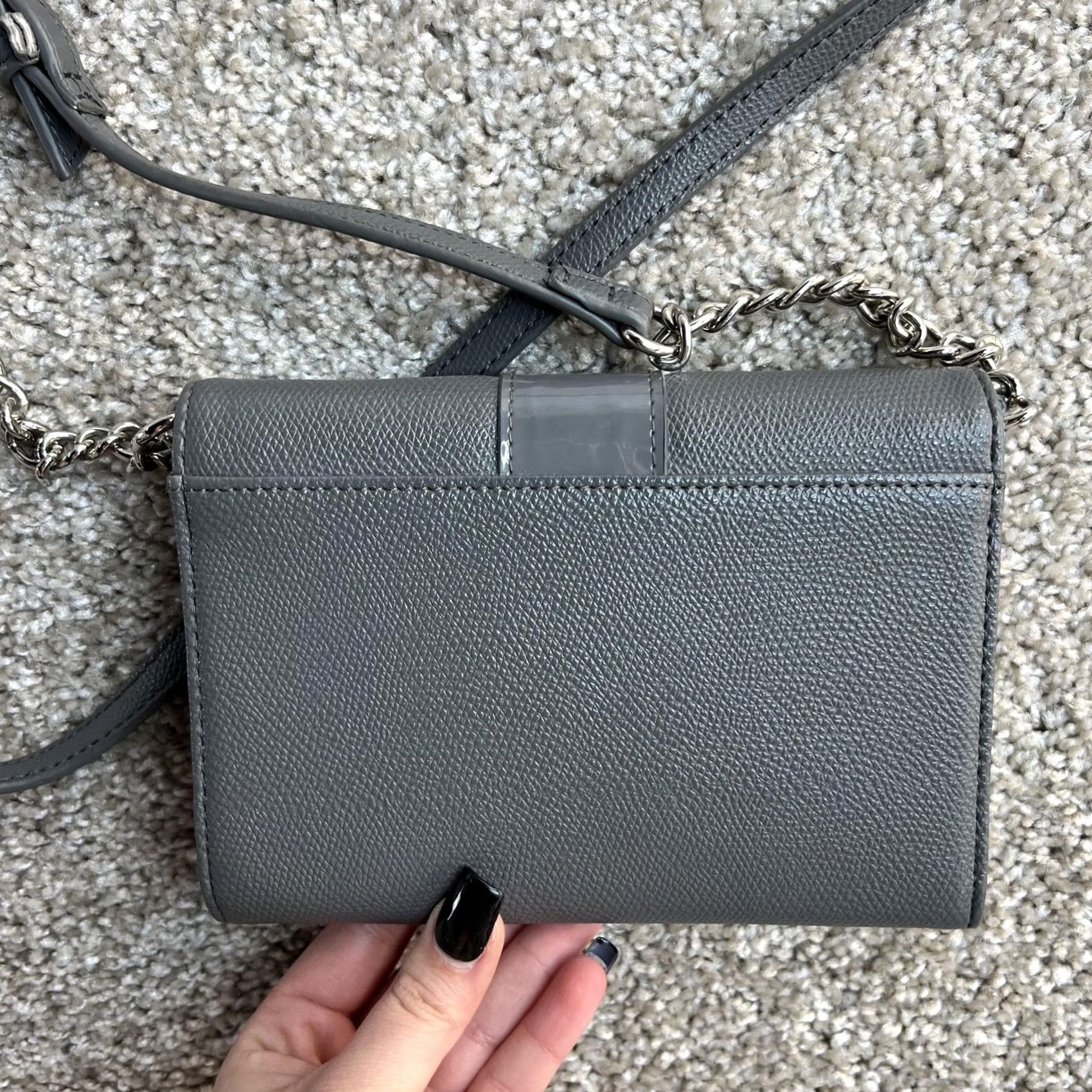 Nine West Nine West Crossbody Bag Womens Mini Gray Faux Leather Patent Chain Shoulder Size ONE SIZE - 5 Thumbnail