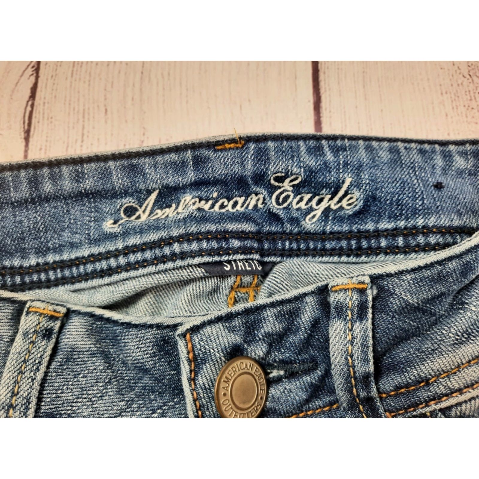 American Eagle Outfitters VINTAGE AMERICAN EAGLE Women's Jeans Bootcut Capri 4 Blue Denim Stretch Pockets Zipper Closure Size 27" / US 4 / IT 40 - 5 Thumbnail