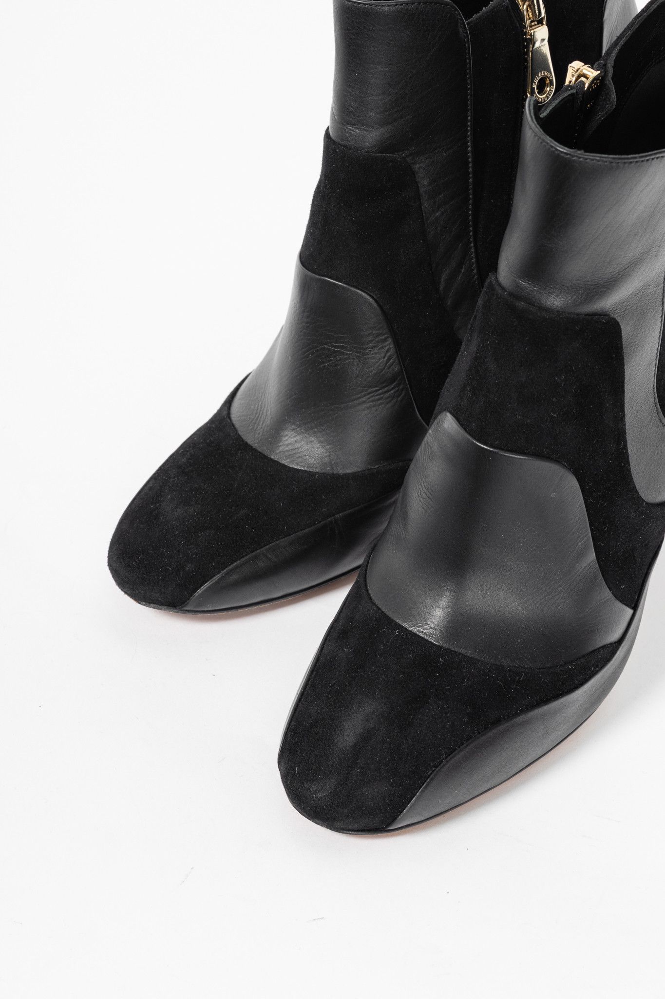 Mulberry Mulberry Mira Black Calf & Suede Patchwork Booties Size US 9.5 / IT 39.5 - 6 Thumbnail