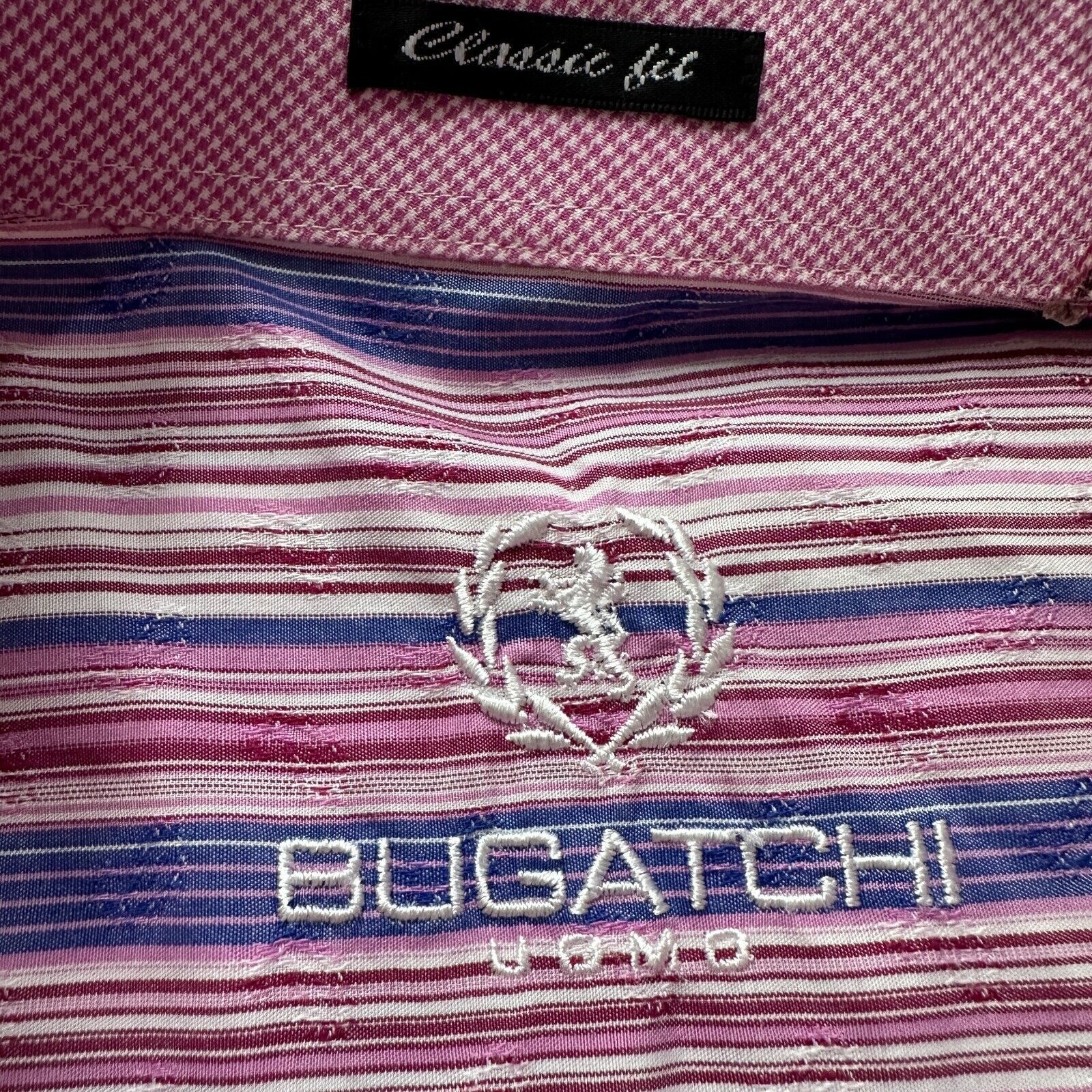 BUGATCHI Bugatchi Shirt XL Striped Pink Purple Flip Cuff Button Up Size US XL / EU 56 / 4 - 6 Thumbnail