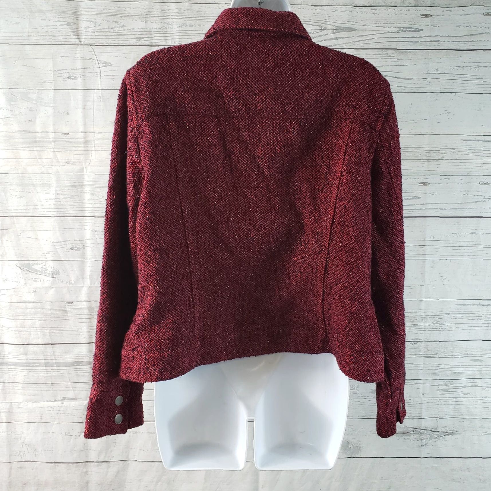J. Jill J Jill Womens Tweed Jacket Sz Large Red Black Wool Blend Snap Buttons Jacket Womens Large Red Tweed Wool Blend Snap Buttons Size L / US 10 / IT 46 - 4 Thumbnail