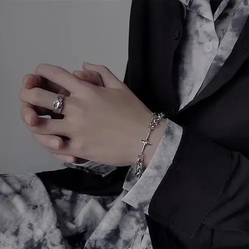 VIBE Chrome Silver Cross Bracelet Goth God Pendant Chain Size ONE SIZE - 3 Thumbnail