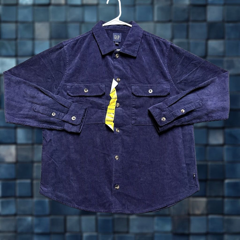 Gap GAP Shirt Mens Medium Eclipse Blue Button Up Corduroy Long Sleeve Size US M / EU 48-50 / 2 - 1 Thumbnail