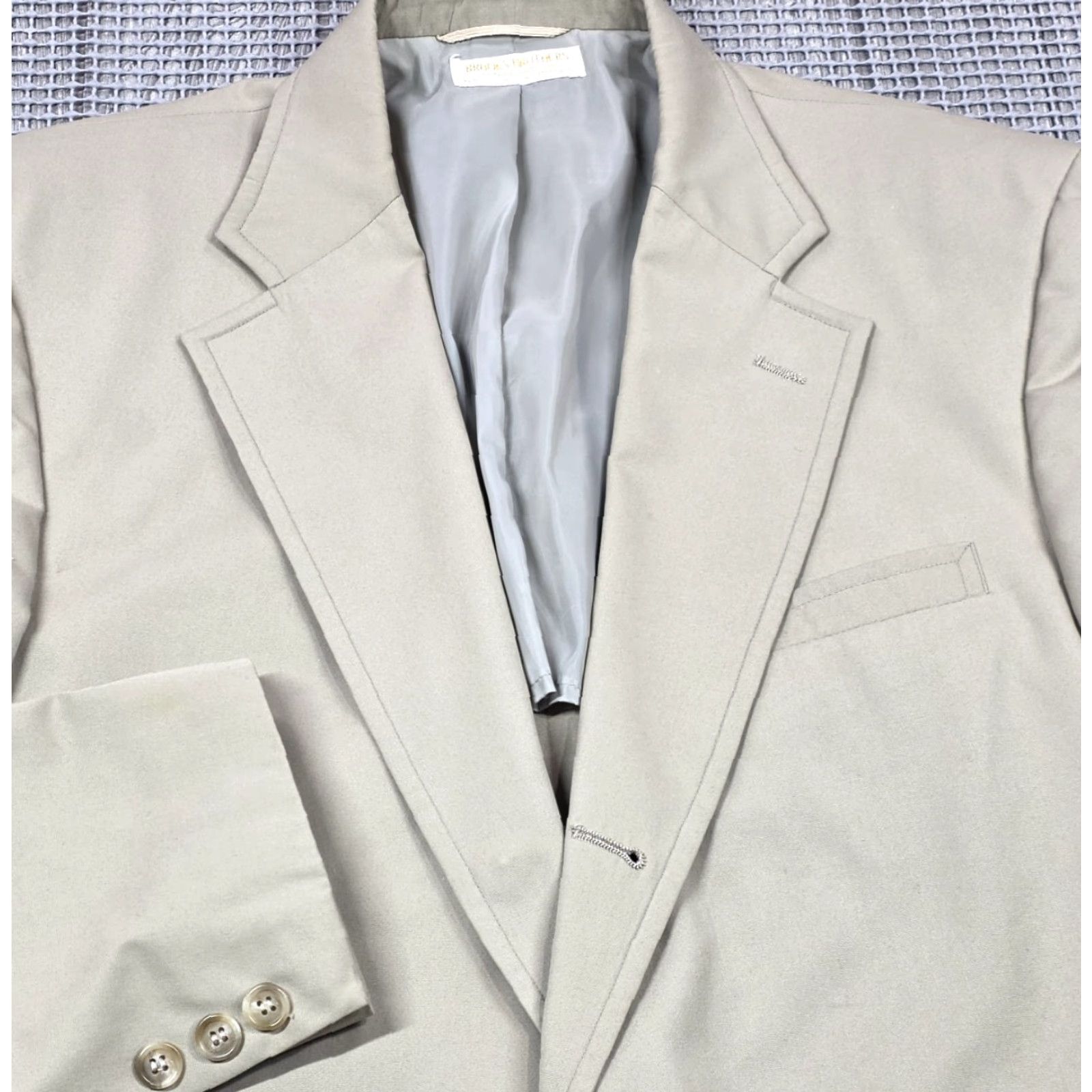 Brooks Brothers VINTAGE Brooks Brothers Blazer Mens 44 Beige Washable Sport Coat Made USA 80s Size 44R - 3 Thumbnail