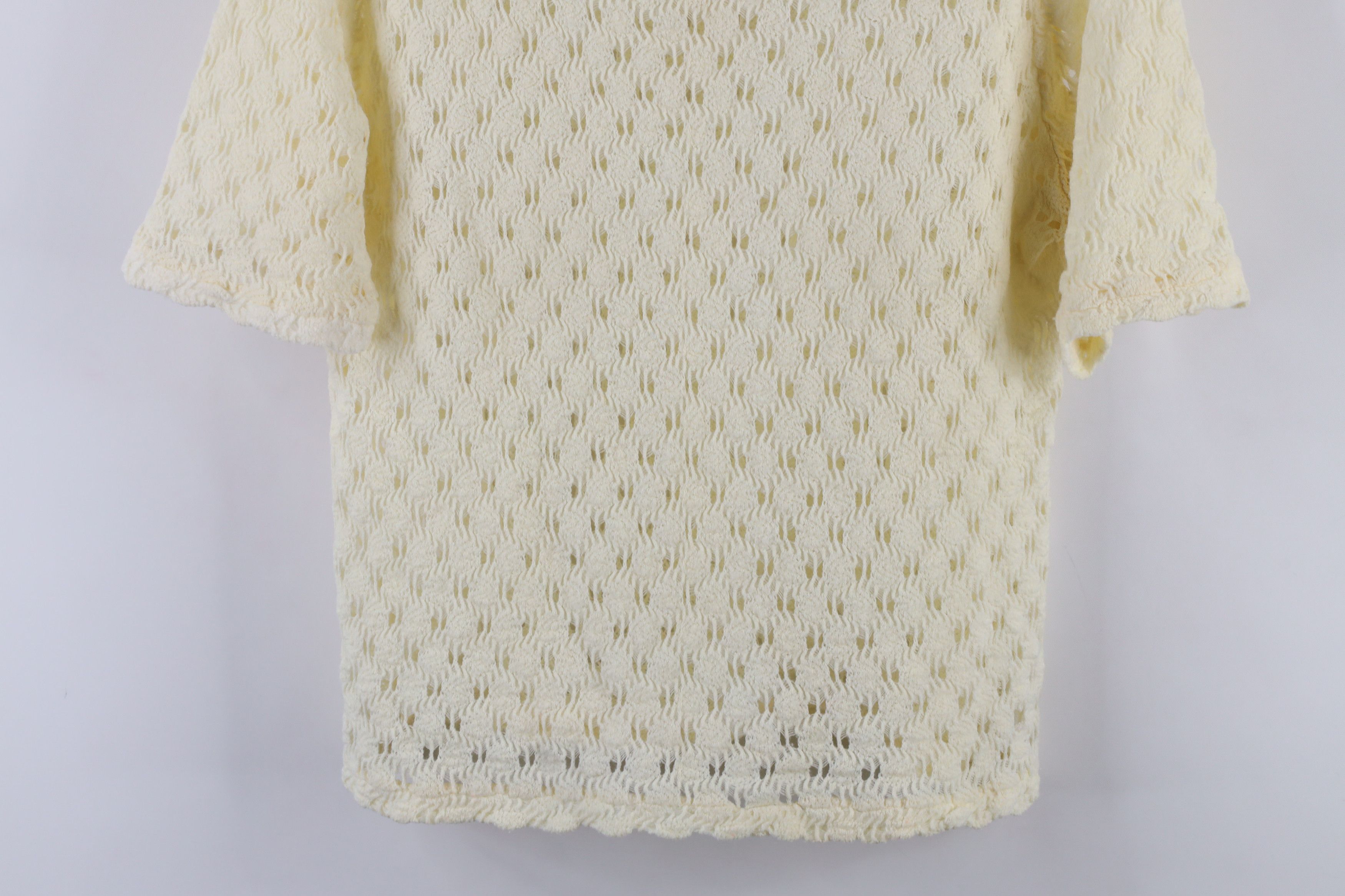 Vintage Vintage 50s 60s Streetwear Crochet Short Sleeve Sweater USA Size M / US 6-8 / IT 42-44 - 3 Thumbnail