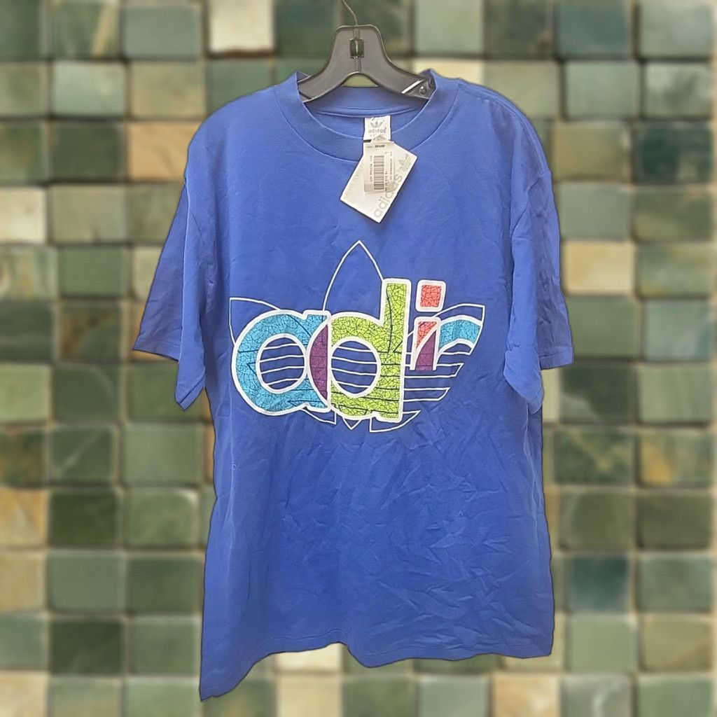 Adidas VINTAGE adidas Trefoil Tshirt Adidas Graphic Shirt Men L Blue NWT Size US L / EU 52-54 / 3 - 1 Thumbnail