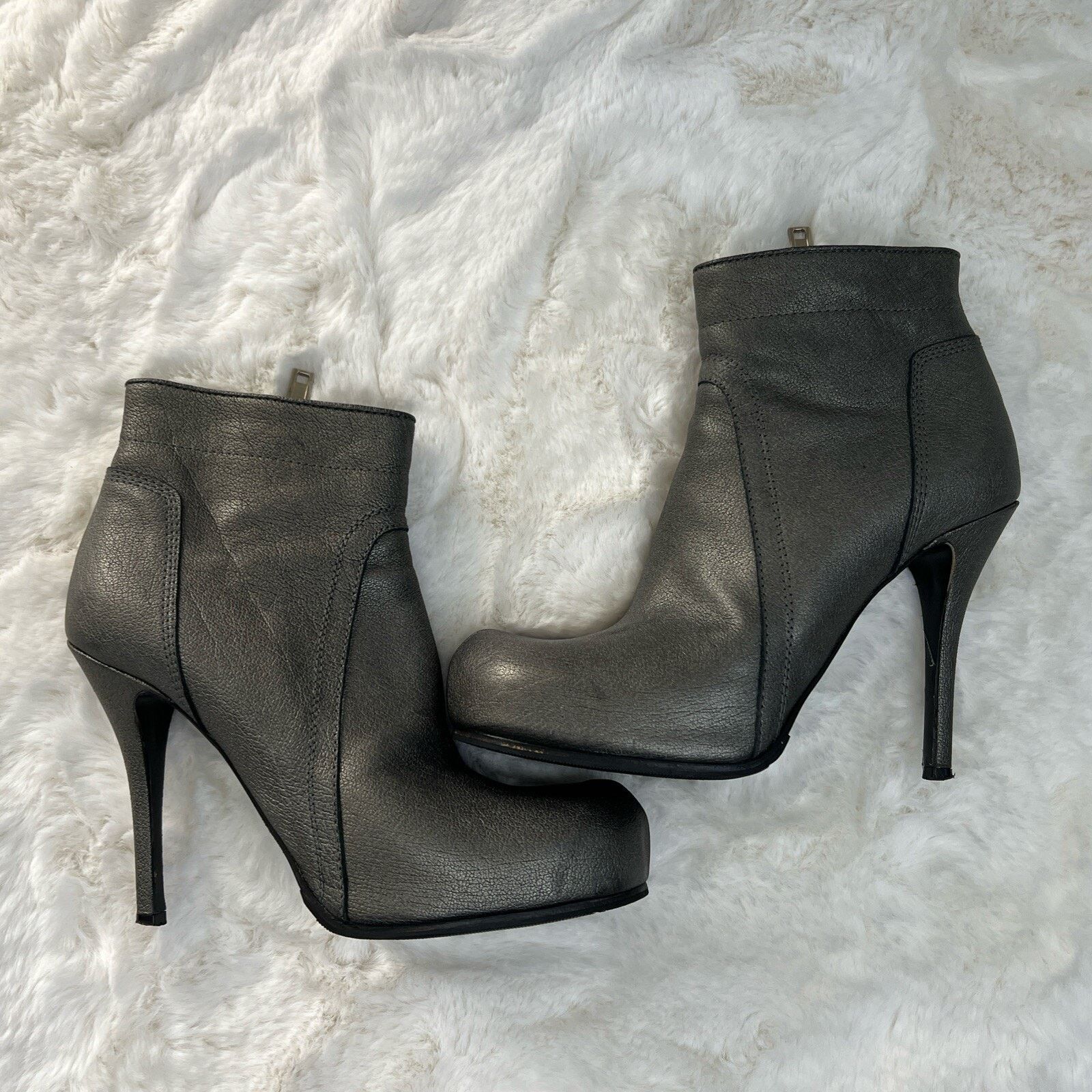 Rick Owens RICK OWENS-Leather Metallic Bootie/Heel’s- 37Made In Italy Size US 7 / IT 37 - 1 Thumbnail