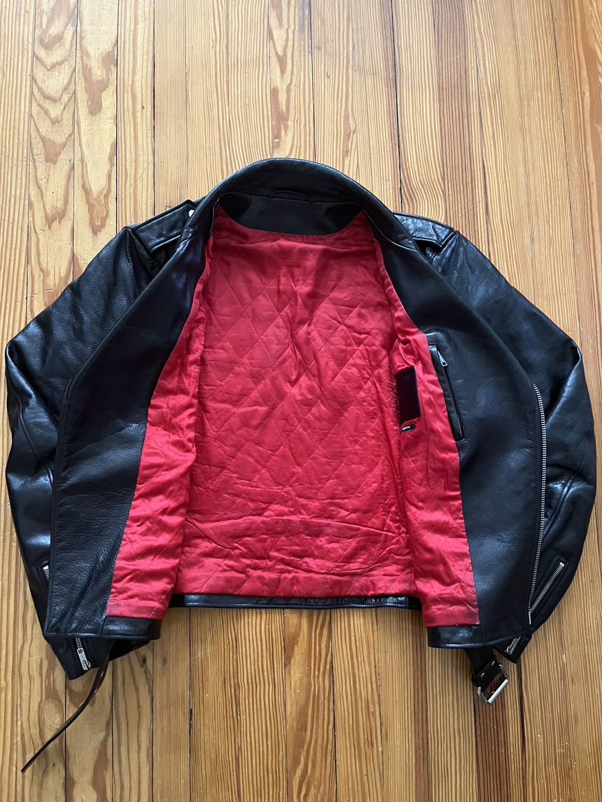 Andy Warhol × Calvin Klein 205W39NYC Raf Simons Steven Sprouse Screenprinted Leather Biker Jacket Size US M / EU 48-50 / 2 - 5 Thumbnail
