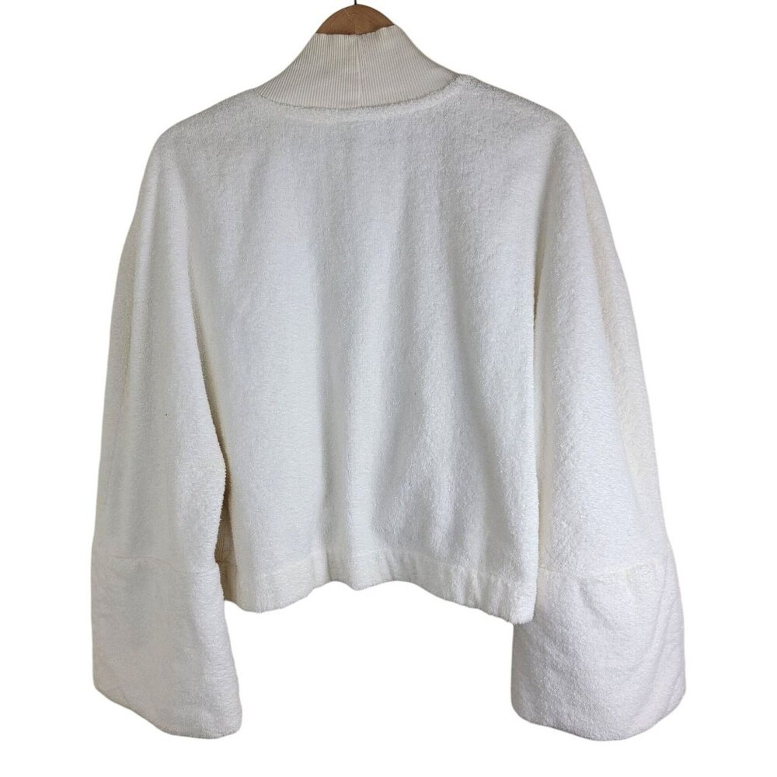 Henri Bendel Henri Bendel Womens Terry Cloth Kimono Cropped Jacket Size XL / US 12-14 / IT 48-50 - 3 Thumbnail
