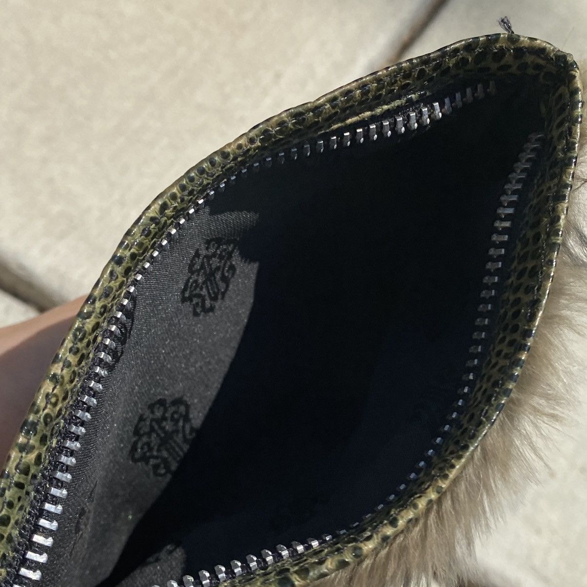 Chrome Hearts Chrome Hearts Rabbit Fur Green Lizard Skin Coin Zip Wallet Size ONE SIZE - 6 Thumbnail