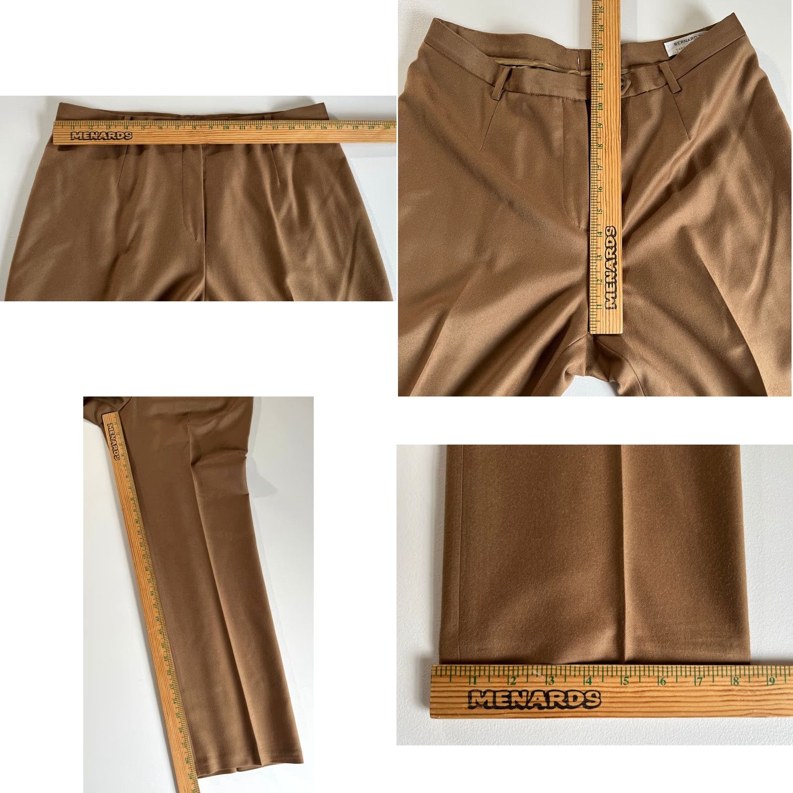 Vintage VINTAGE Bernard Zins Paris Women’s Dress Pants Wool Cashmere size 10 Brown High Rise Straight Inseam 29.5 in Lined Size 32" / US 10 / IT 46 - 9 Thumbnail