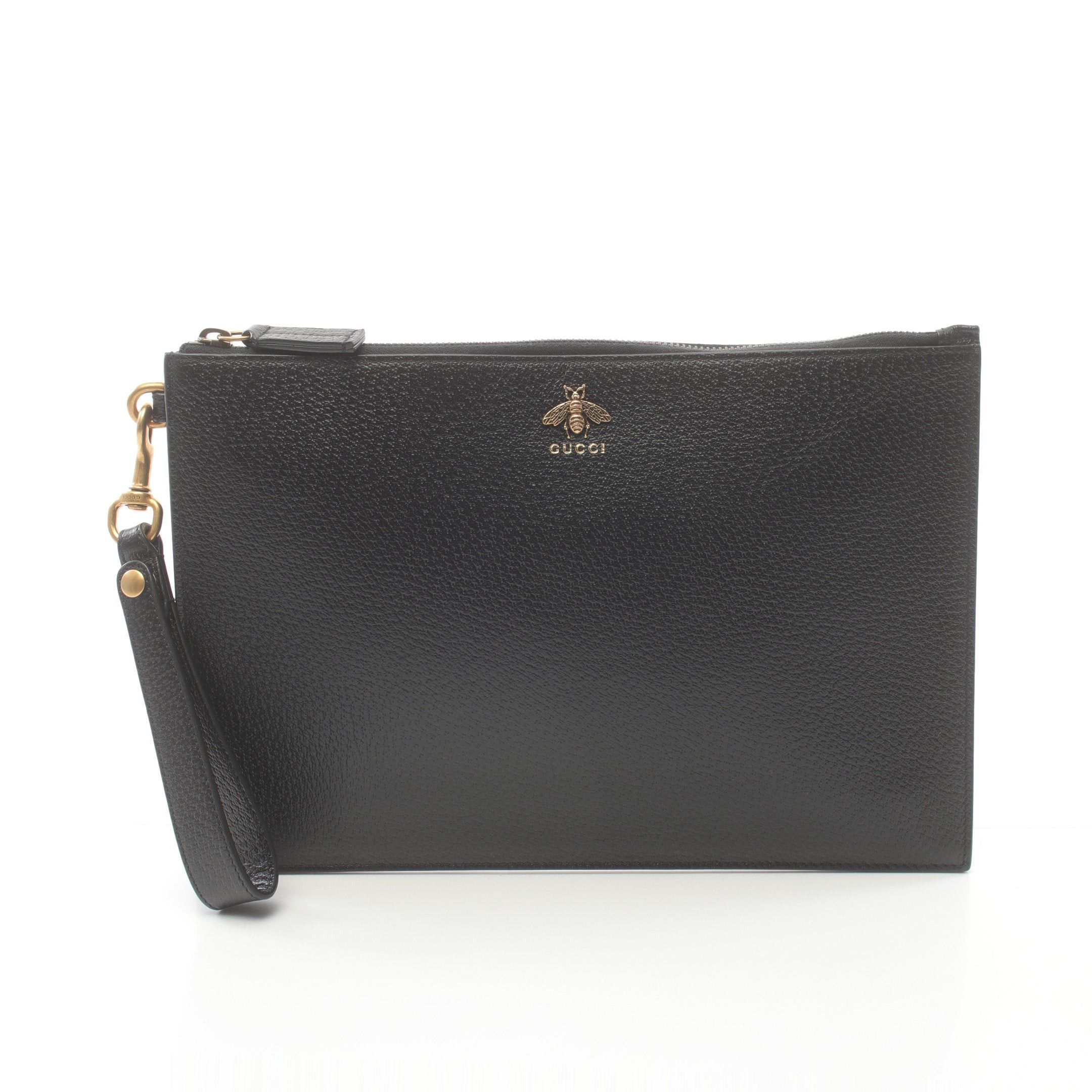 Gucci Gucci Animalier Clutch Bag Leather Black Size ONE SIZE - 1 Thumbnail