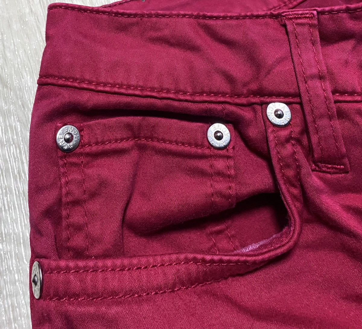 Acne Studios Womens Acne Studios Flex Satin Red Cotton Stretch Pant Jeans Size 28" / US 6 / IT 42 - 10 Thumbnail