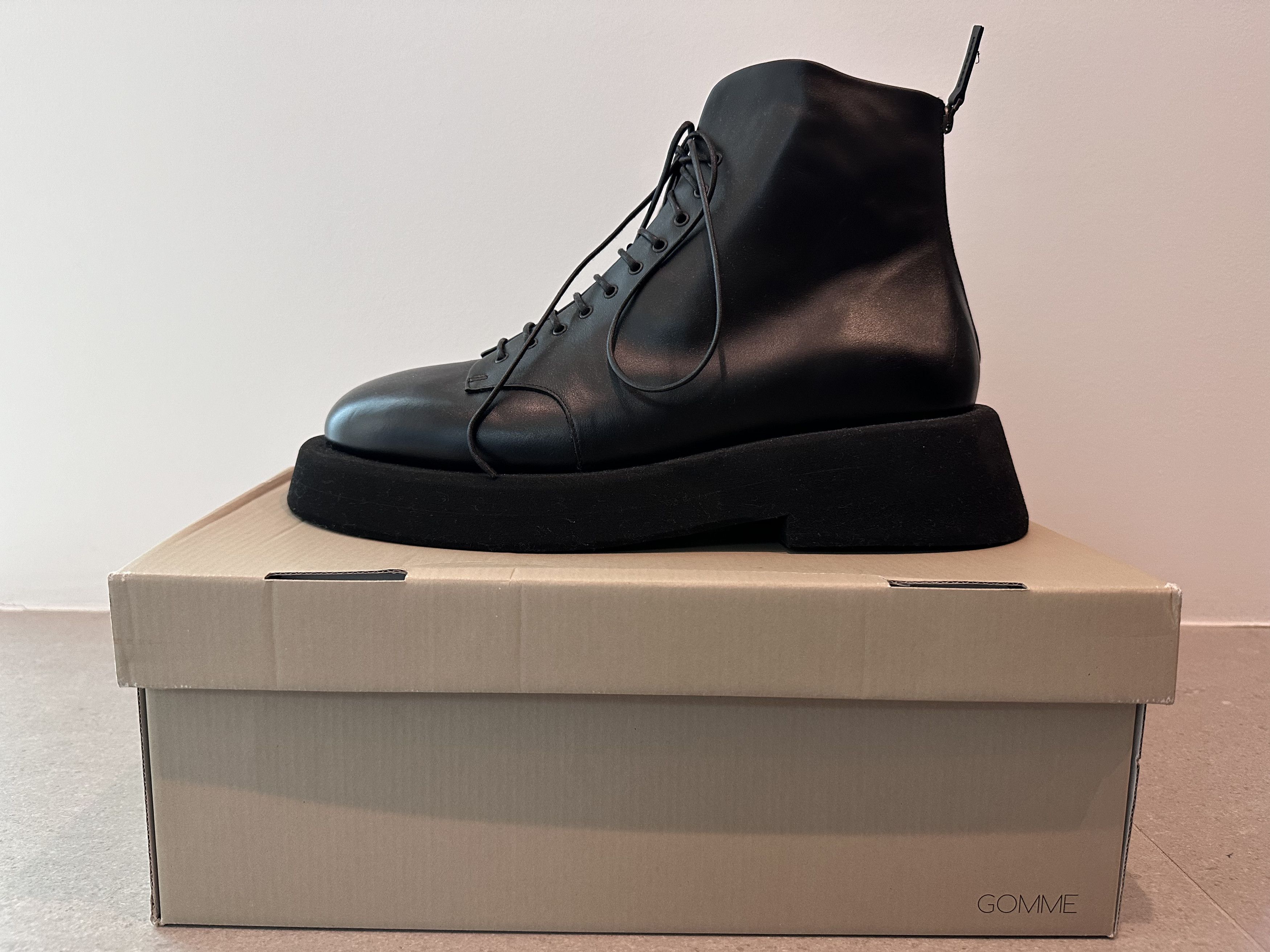 image of Marsell Gommellone Polacchino Made In Italy Leather Boots in Black, Men's (Size 12)