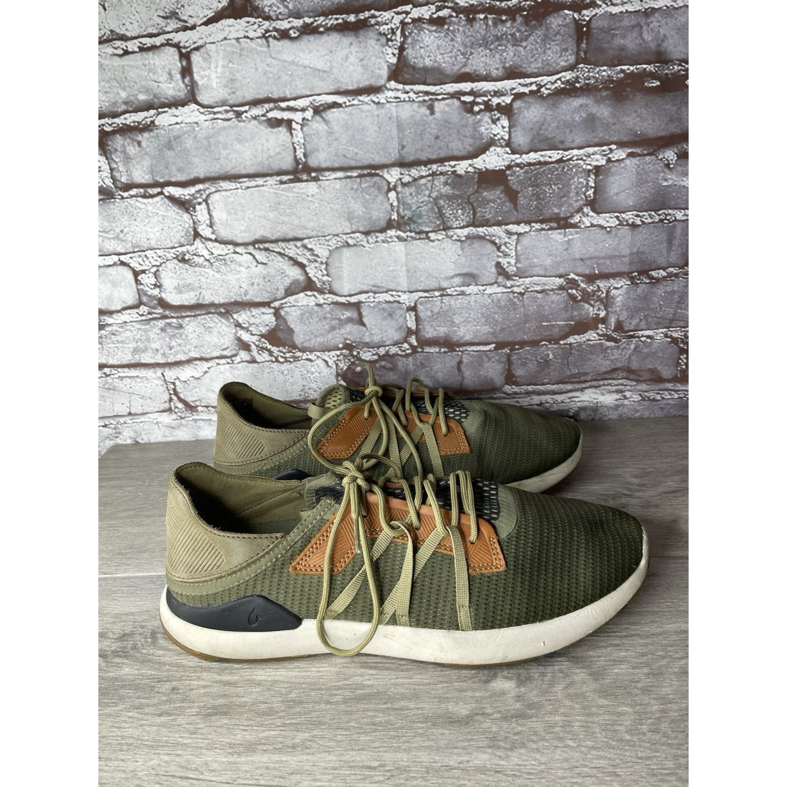 Olukai Olukai Mio Li Green Synthetic Brown Lace Up Sneaker Shoes Me Size US 11 / EU 44 - 16 Thumbnail