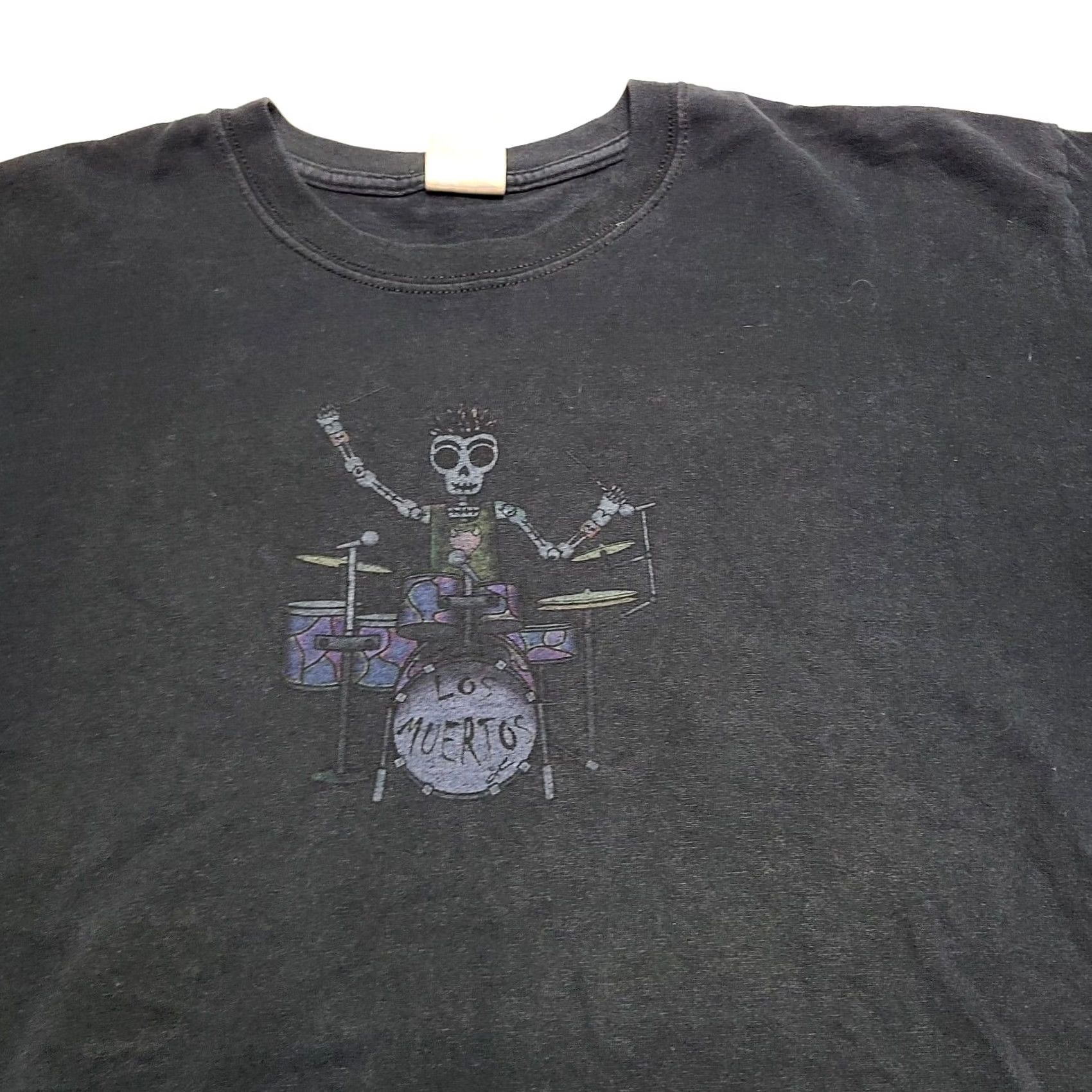 Gildan Vintage Los Muertos Rock Band T-Shirt Mens Size Large Alternative/Indie Hispanic Crew Neck Short Sleeve Black Cotton Solid Graphic Print Size US L / EU 52-54 / 3 - 2 Thumbnail