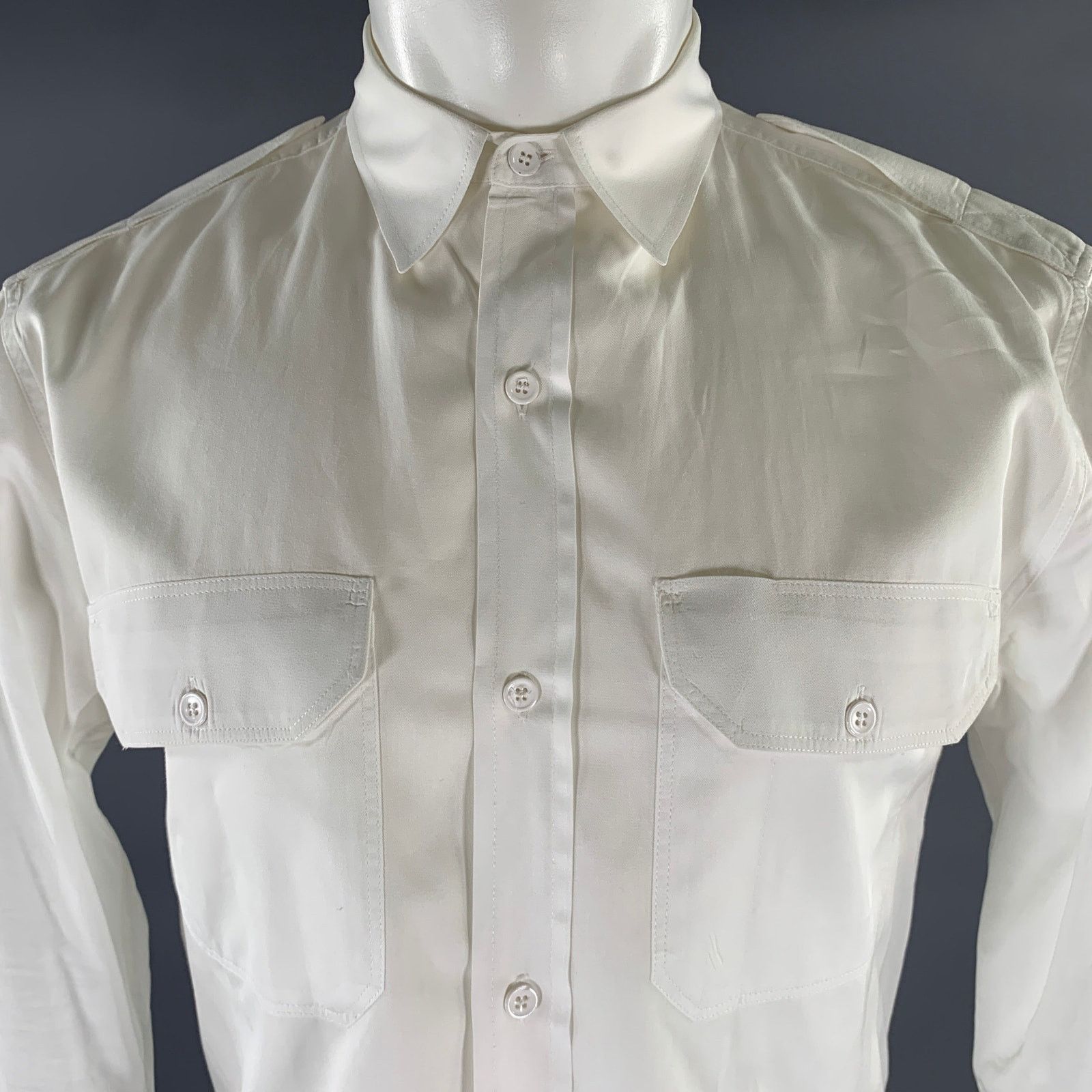 Band Of Outsiders BAND OF OUTSIDERS Size M White Cotton Military LS Shirt Size US M / EU 48-50 / 2 - 2 Thumbnail