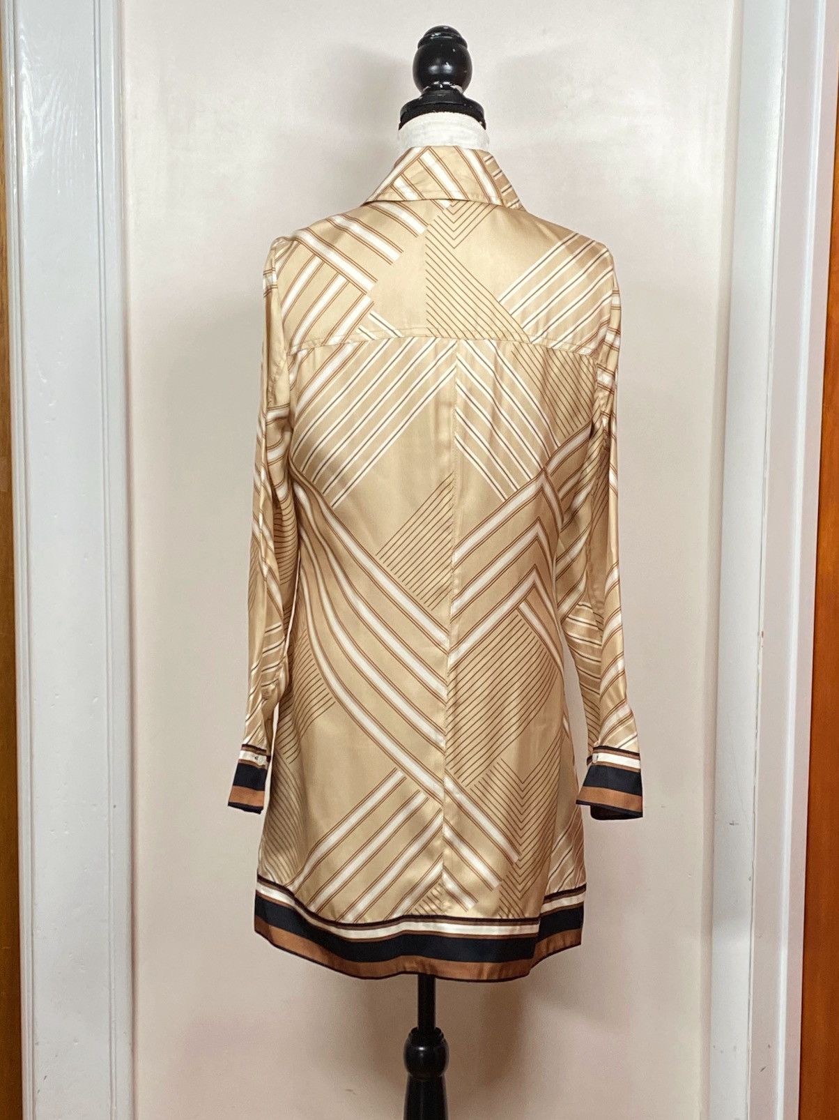 Veronica Beard Veronica Beard Pryce Striped Silk-Blend Shirtdress size 10 Size L / US 10 / IT 46 - 12 Thumbnail