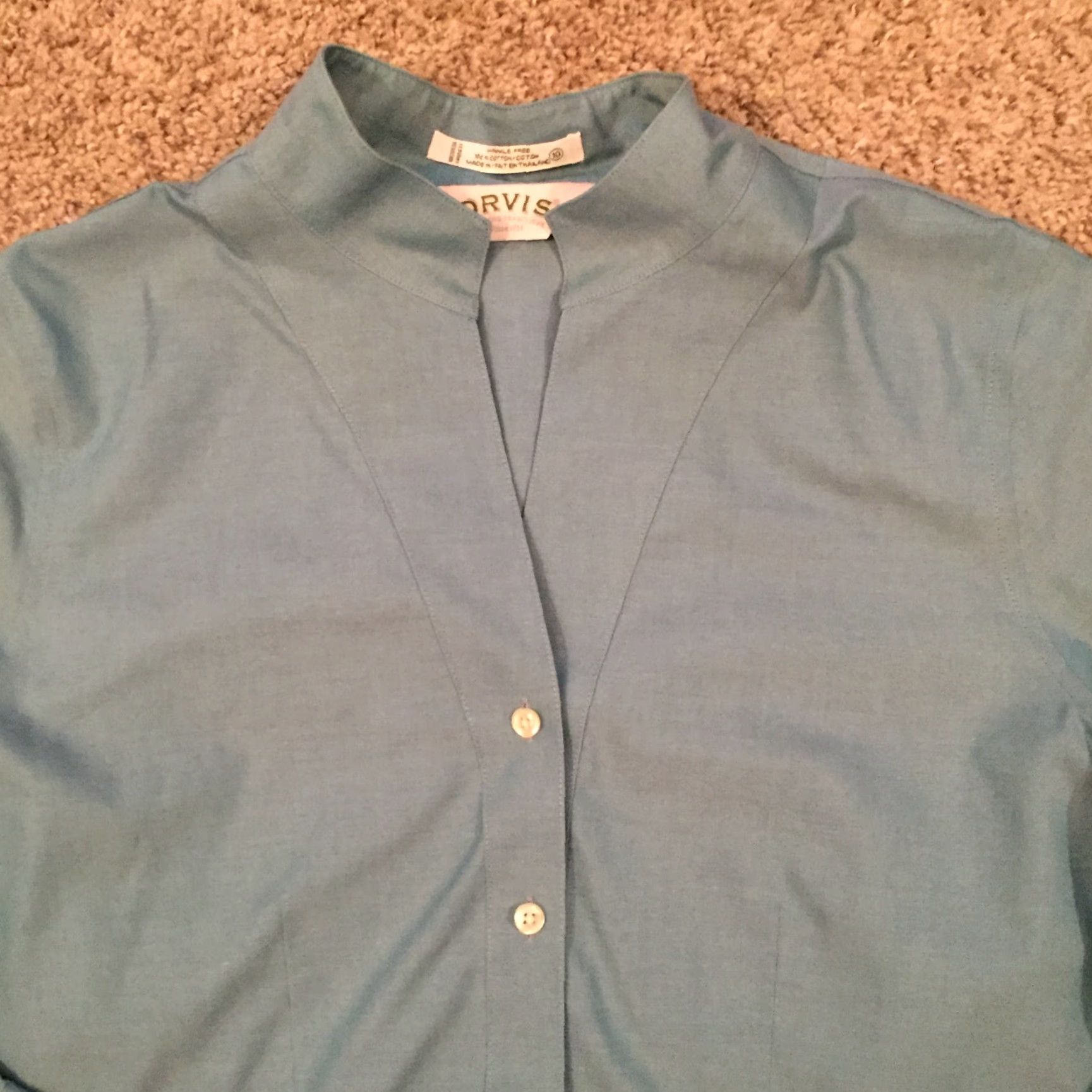 Orvis Orvis Shirt Womens Size 10 Button-Up Long Sleeve Green Collared Band Collar Woman Shirt Size L / US 10 / IT 46 - 2 Thumbnail