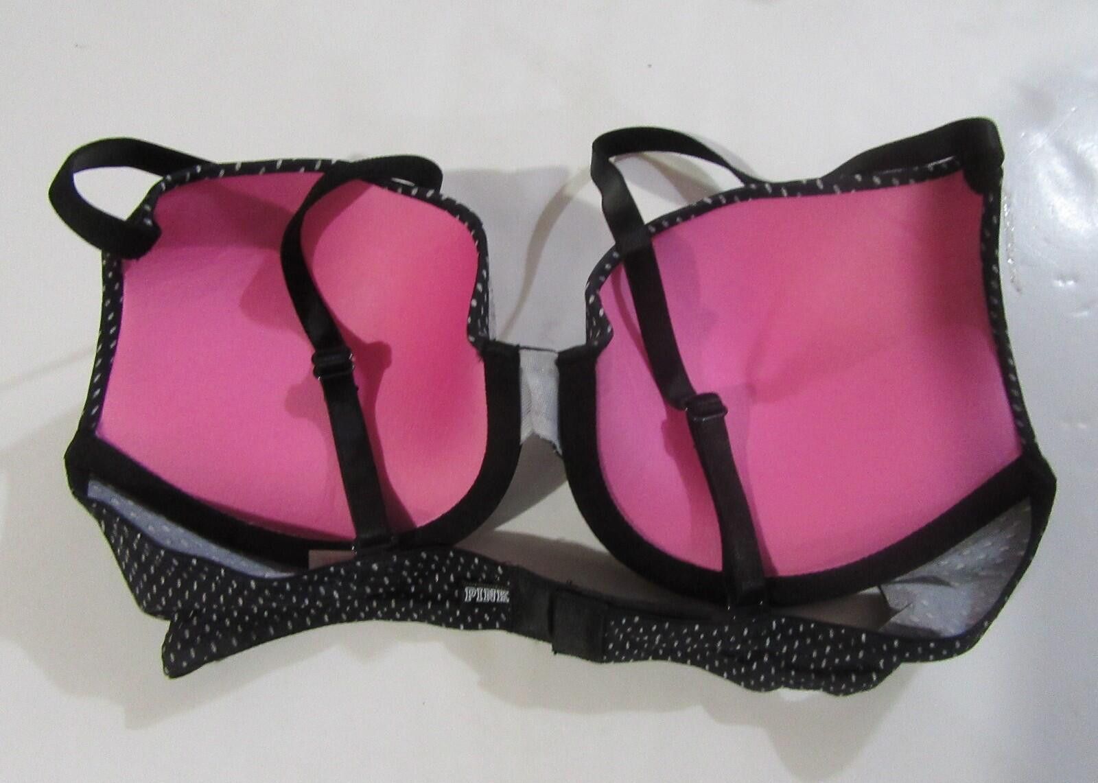 Other Victoria Secret Pink Underwire Padded Push-up Bra Black 34B Size ONE SIZE - 2 Thumbnail