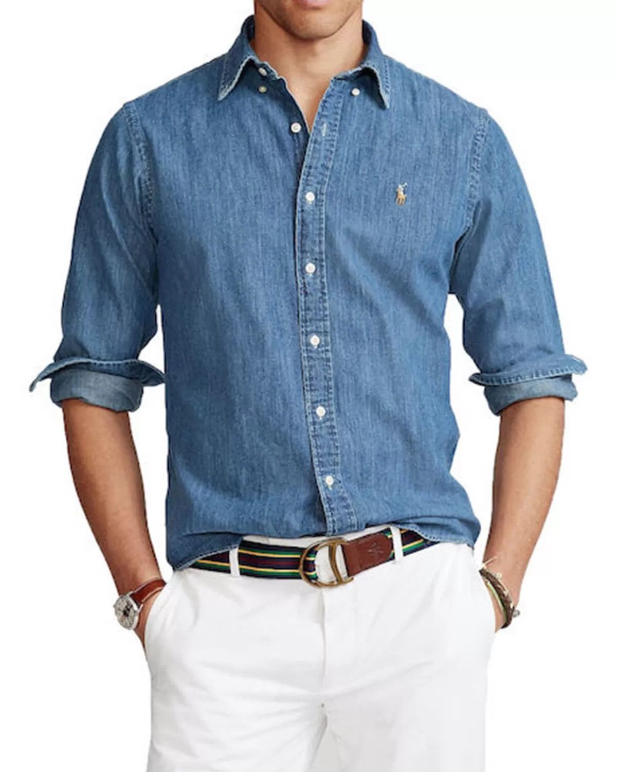 Polo Ralph Lauren o1s22i1n0125 Custom Fit Shirt in Blue Size US M / EU 48-50 / 2 - 2 Thumbnail
