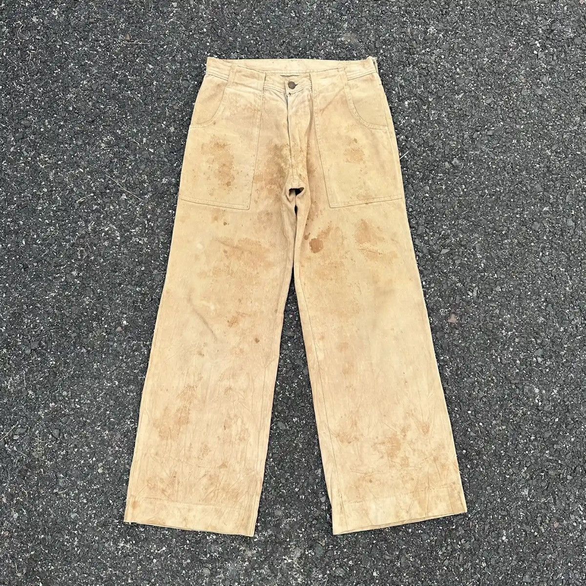 image of Archival Clothing x Beauty Beast Rusty Dirty Japanese Vintage Jeans Baggy Brown Pants W28, Men's