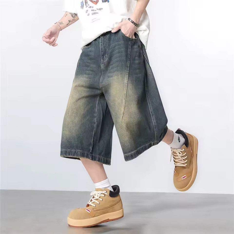 Jean Extra Long Culotte Style Washed Jorts, Baggy Denim Shorts Size US 32 / EU 48 - 5 Thumbnail