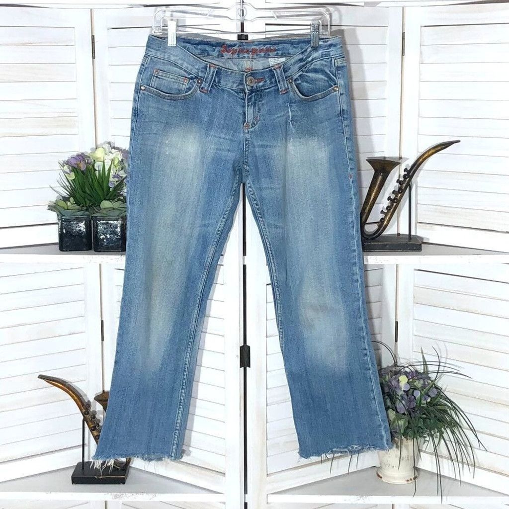 Vintage Y2K 70s style hippy jeans straight blue embroidered pocket 5 Size 28" / US 6 / IT 42 - 1 Thumbnail