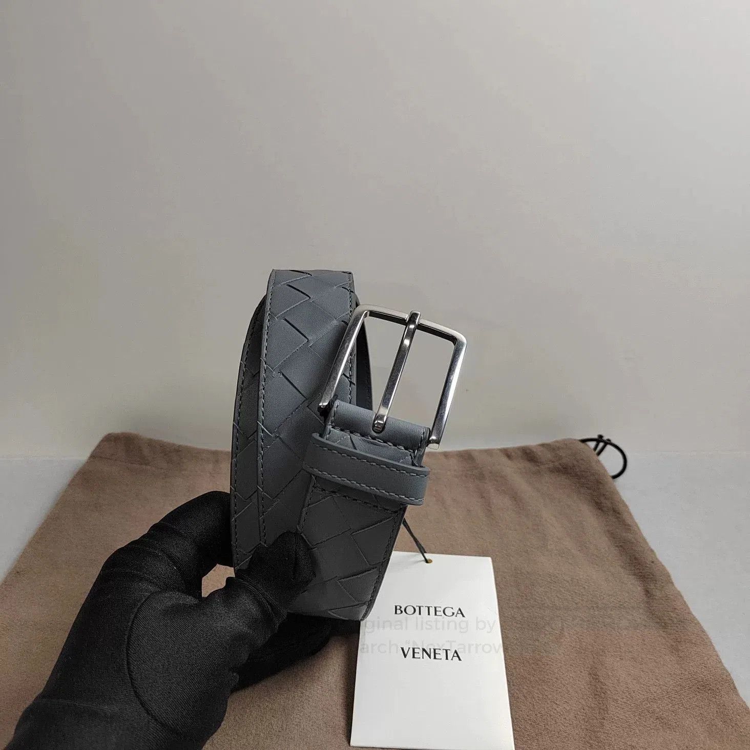 Bottega Veneta Bottega Veneta Gray Woven Leather Belt. Size ONE SIZE - 3 Thumbnail