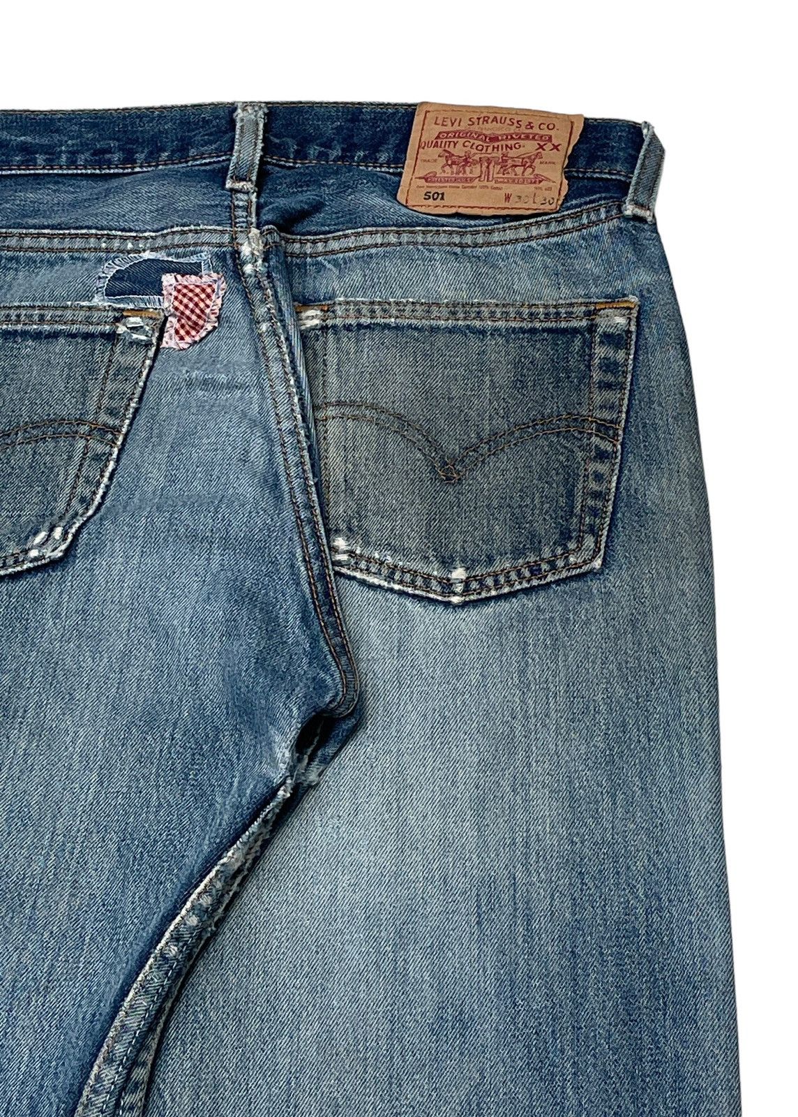 Levi's Vintage Brand Levi’s 501 Made In Usa Patchwork Jeans 1990s Size US 29 - 9 Thumbnail