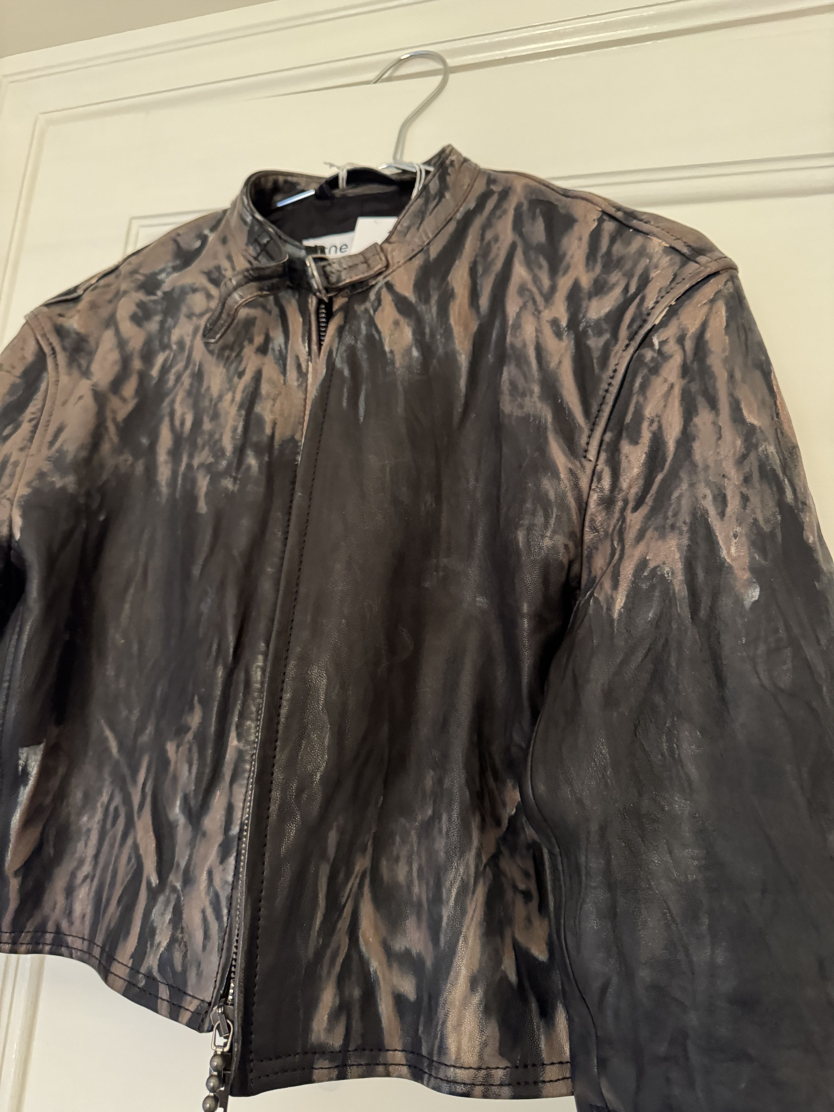Acne Studios Creased Wrinkle Dye Lambskin Leather Cafe Jacket Size XS / US 0-2 / IT 36-38 - 14 Thumbnail
