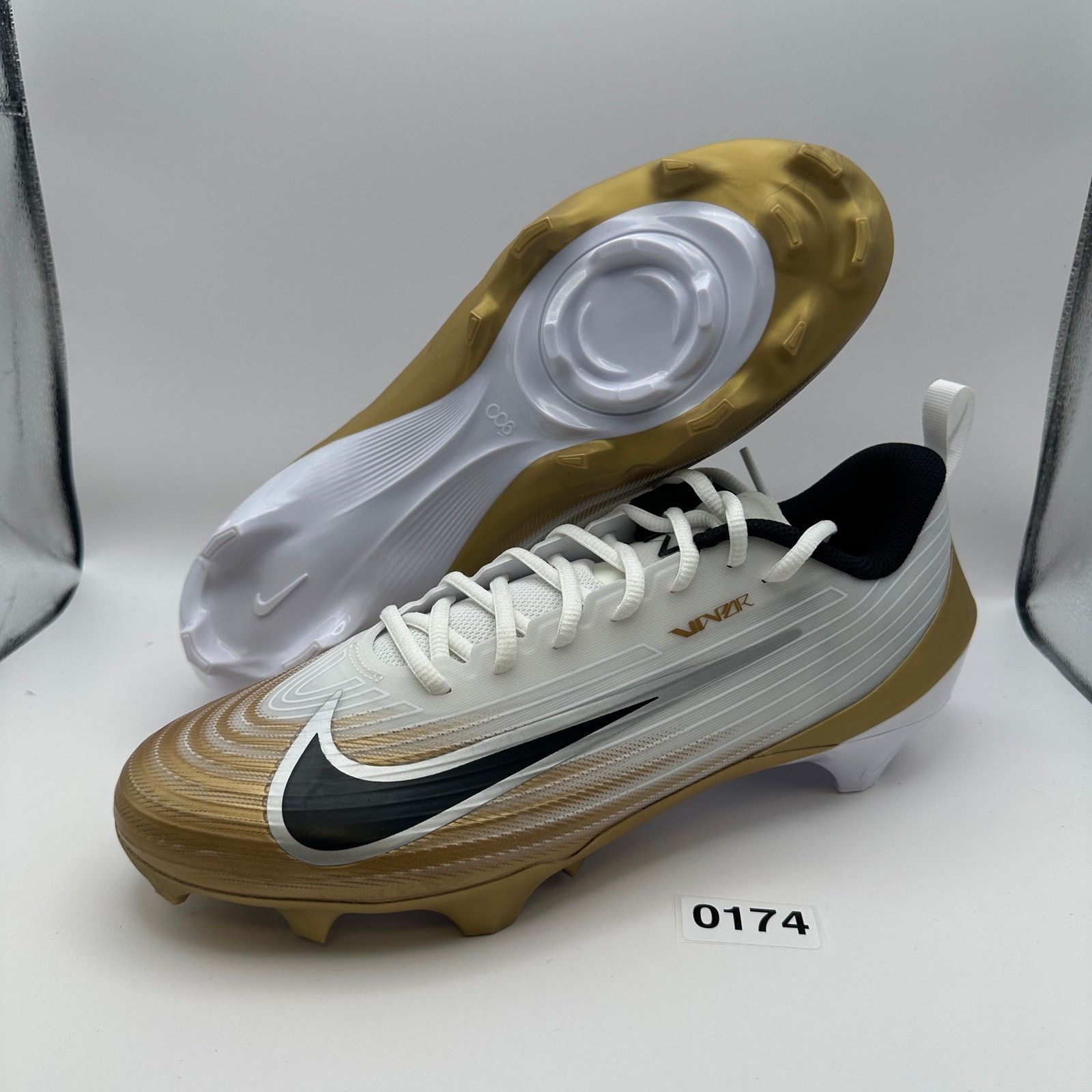 Nike NIKE Men's 12 Vapor Speed 3 White/Gold Football Cleats Size US 12 / EU 45 - 1 Thumbnail