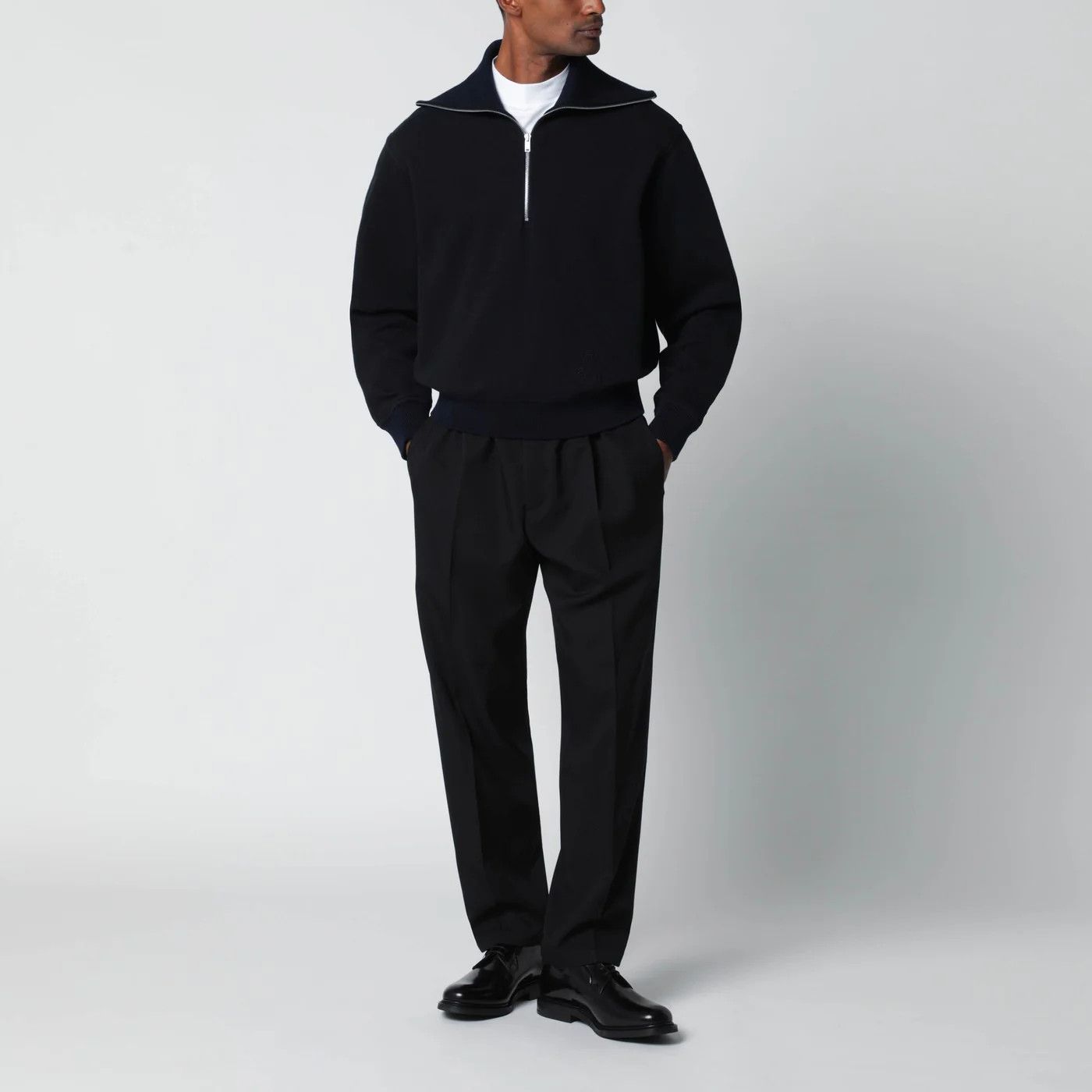 Jil Sander o1d2blof0526 Half-Zip Sweatshirt in Navy Blue Size US M / EU 48-50 / 2 - 2 Thumbnail