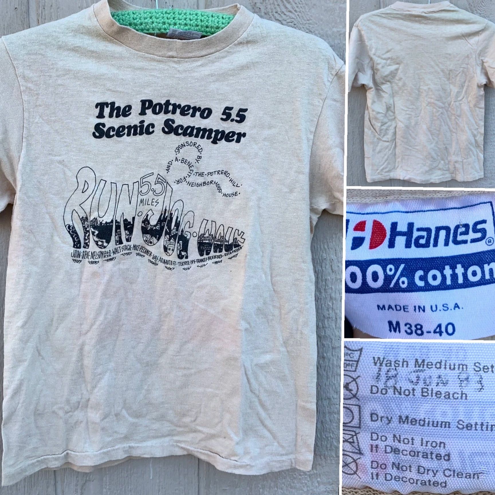 Hanes vintage Hanes The Potrero 5.5 Scenic Scamper Run Jog Walk t-shirt Beige M 80s Graphic Tee Mens Shirt Short Sleeve Vintage 1980s 80s Size US M / EU 48-50 / 2 - 2 Thumbnail