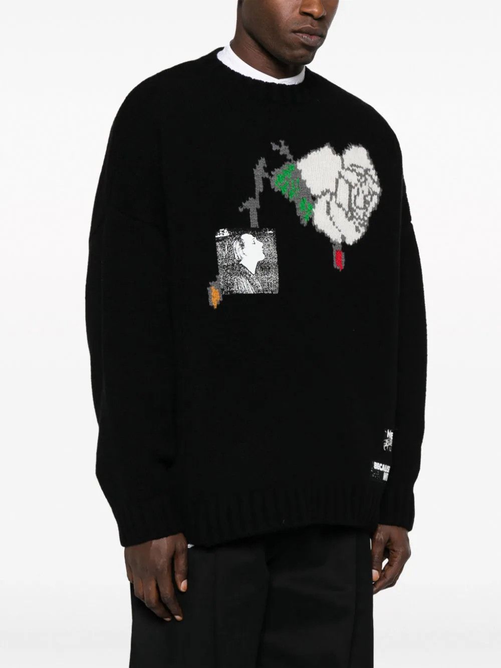 Undercover o1mle0924 Knit Rose Sweater in Black Size US XL / EU 56 / 4 - 3 Thumbnail