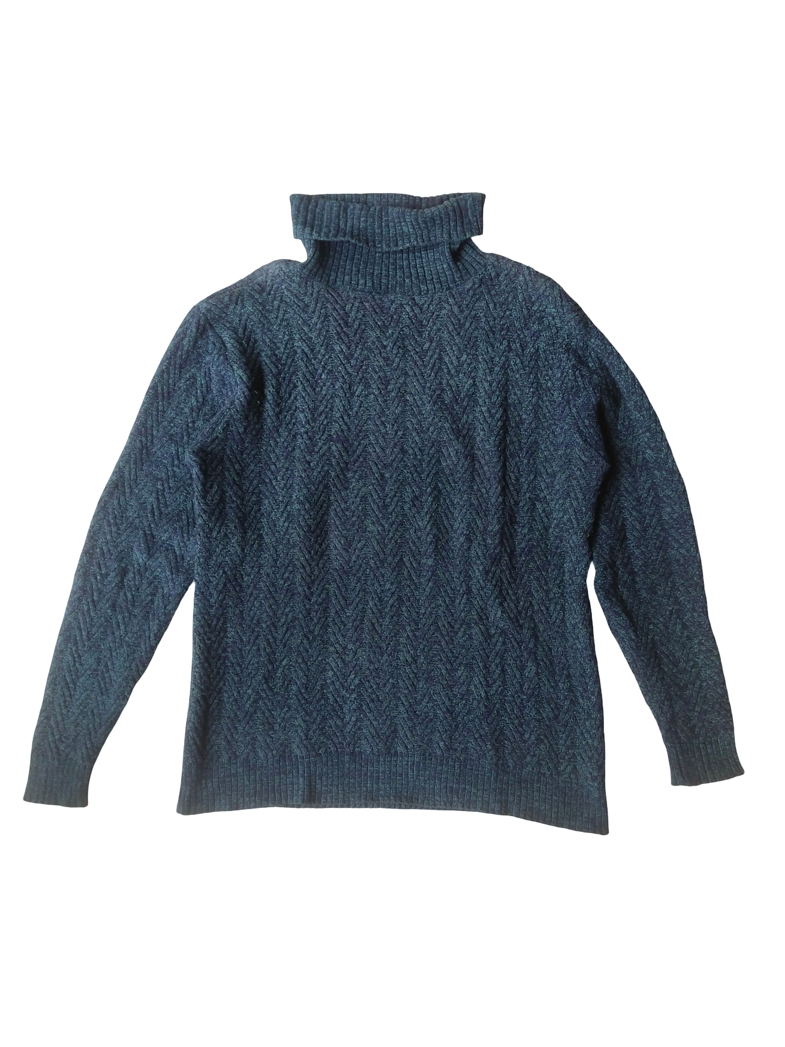 Tete Homme Tête Homme Tokyo Chevron Knit Marled Turtleneck Sweater Size US M / EU 48-50 / 2 - 1 Thumbnail