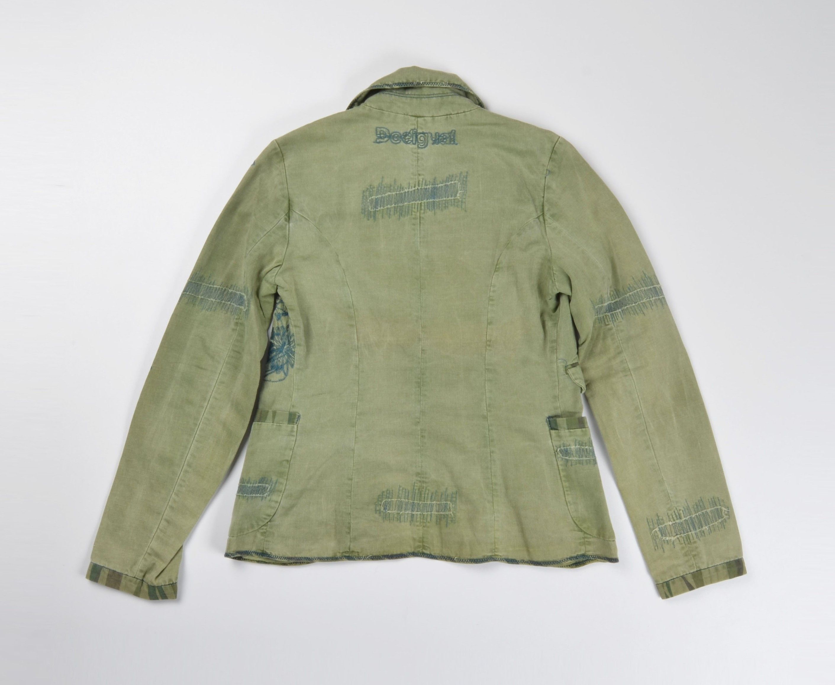 Desigual Rare Desigual Y2K Grunge Garment Dyed Embroidered Blazer Size XS / US 0-2 / IT 36-38 - 5 Thumbnail