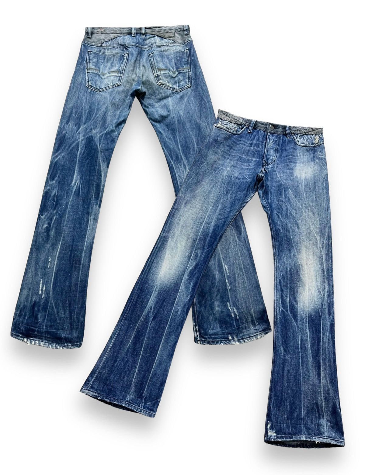FYE🔥DIESEL REYHAN ACID WASH Distressed Denim FLARE Jeans