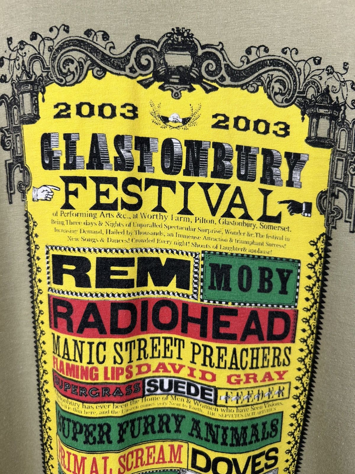 Band Tees Vintage 00s Clastonbury Festival 2003 Radiohead Rem T shirt Size US L / EU 52-54 / 3 - 4 Thumbnail