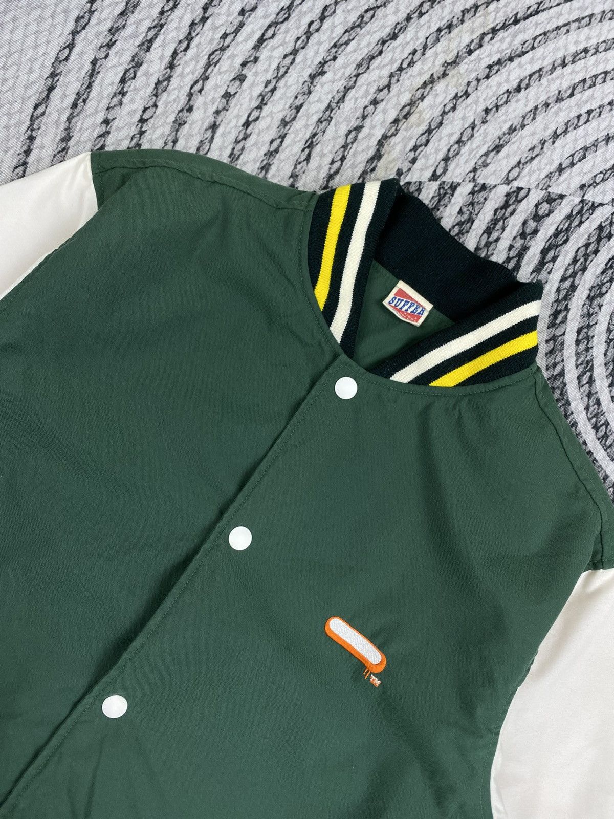 Japanese Brand Vintage Suffer Striped Ribbing Snap Button Varsity Jacket Size US M / EU 48-50 / 2 - 7 Thumbnail