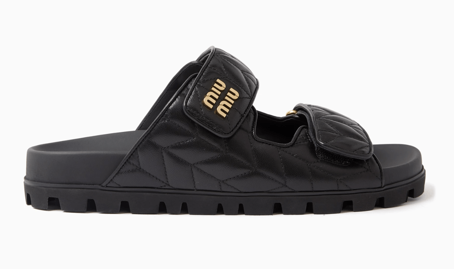 Miu Miu Miu Miu Matelasse Nappa Leather Logo Strap Slide Sandal 39 Size US 9 / IT 39 - 1 Thumbnail