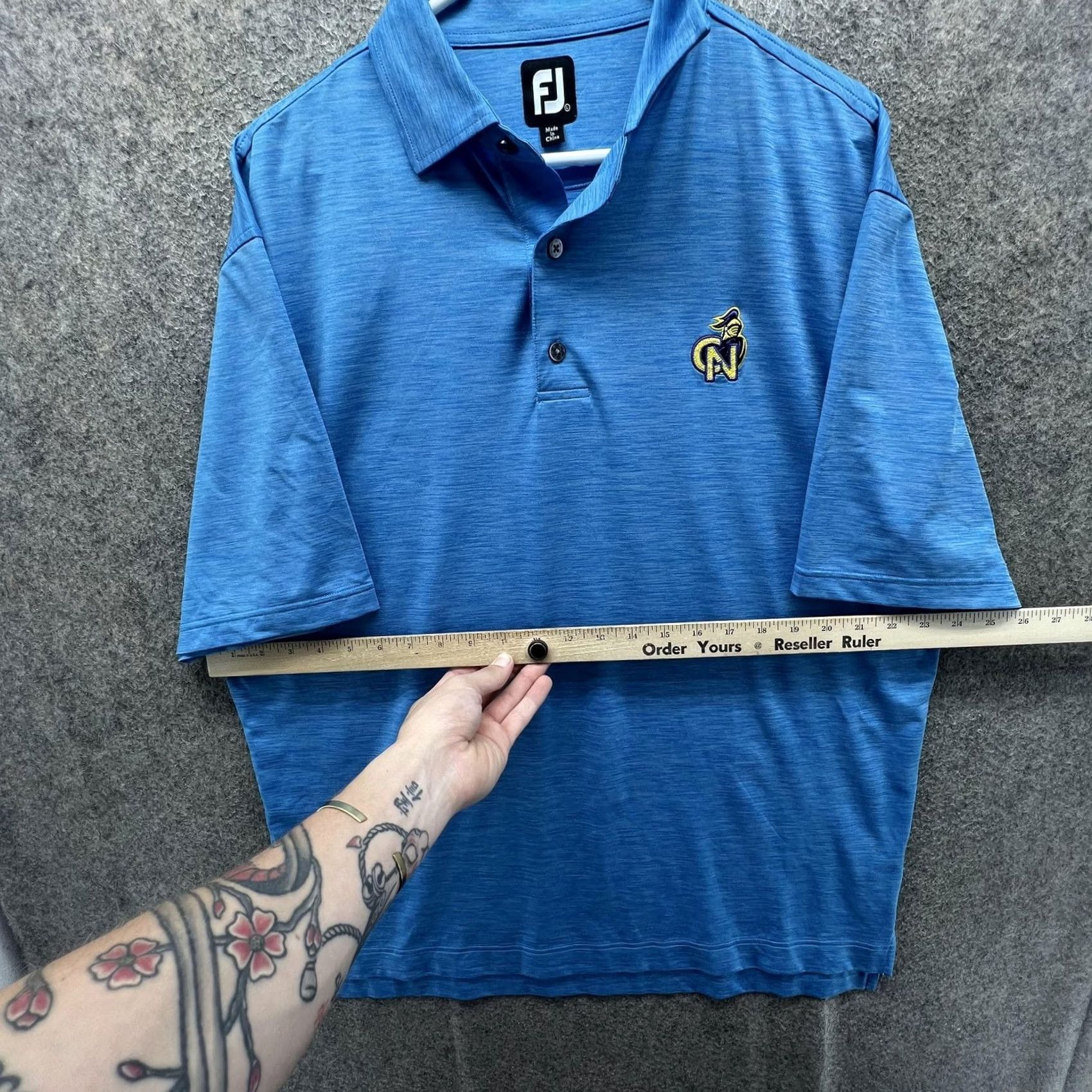 Footjoy FootJoy Polo Shirt Mens Large Blue Solid N Logo Golf Stretch Performance Shirts Polo Shirt Activewear Summer Men XL-? Size US L / EU 52-54 / 3 - 4 Thumbnail