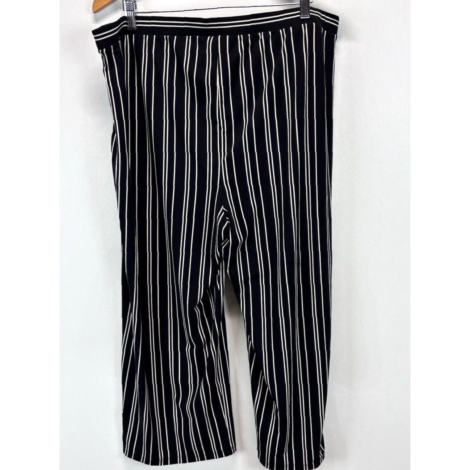 Vintage Chico's Travelers Pull-On Pants Women's 16/18 Black White Stripe Jersey Stretch Wide-Leg Ankle Travel Comfort Womens Size 38" / US 16 / IT 52 - 3 Thumbnail