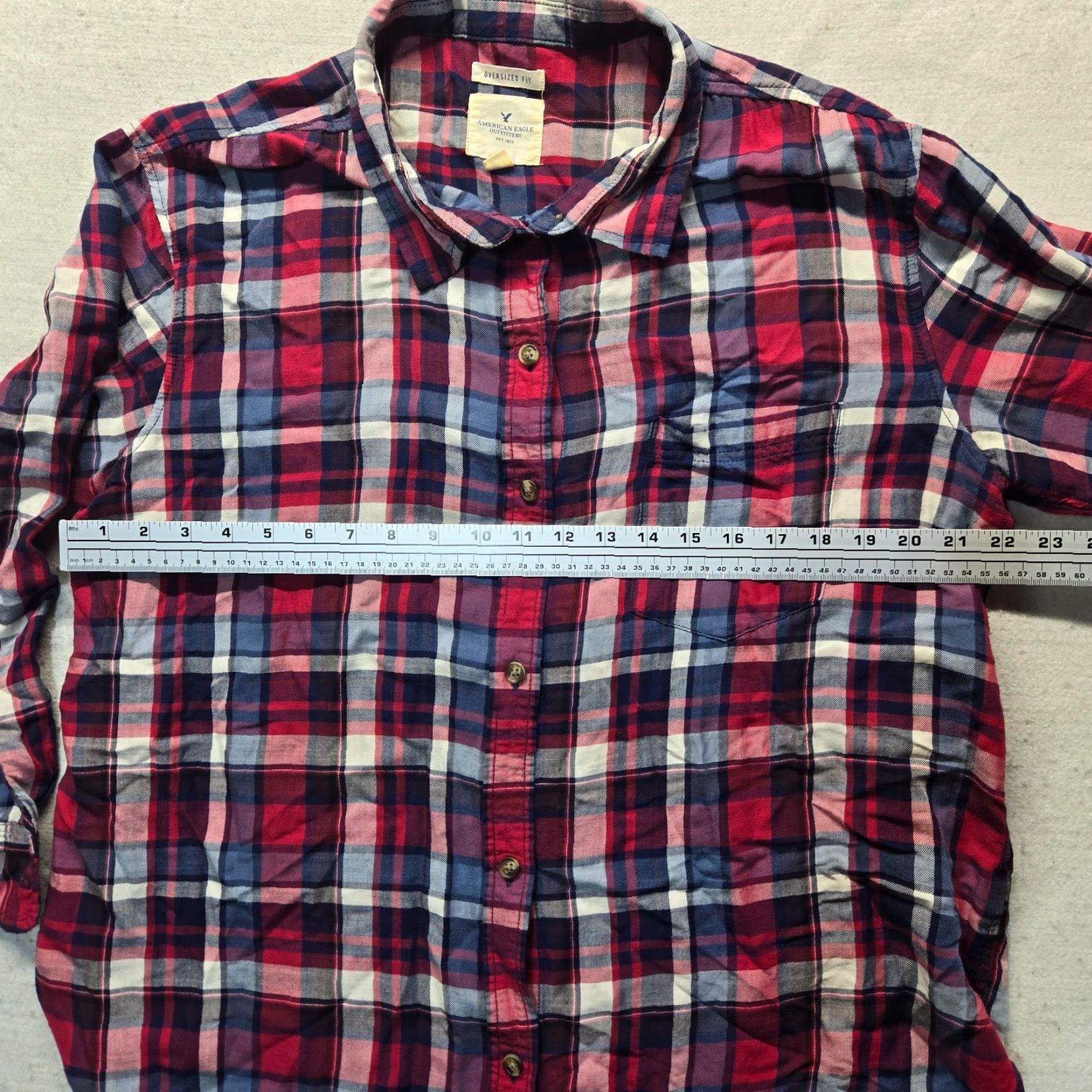 American Eagle Outfitters American Eagle Shirt Red Plaid Oversized Fit Button Up Long Sleeve XL Men Size US XL / EU 56 / 4 - 4 Thumbnail