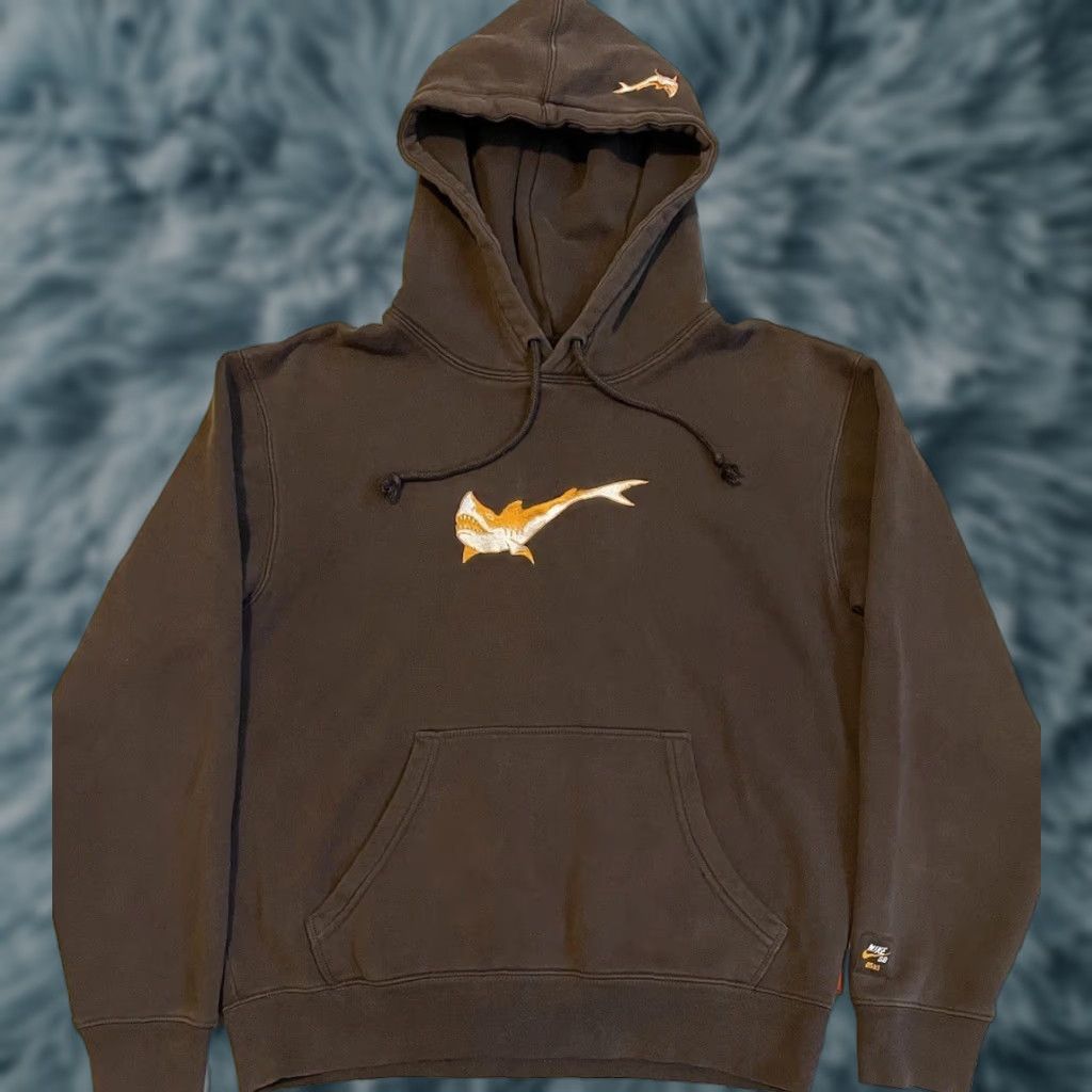 Nike VINTAGE Nike SB Oski Shark Swoosh Hoodie XXS Orange Label Polar Skate Co Lurpiv Y2K Size US XXS / EU 40 - 1 Thumbnail