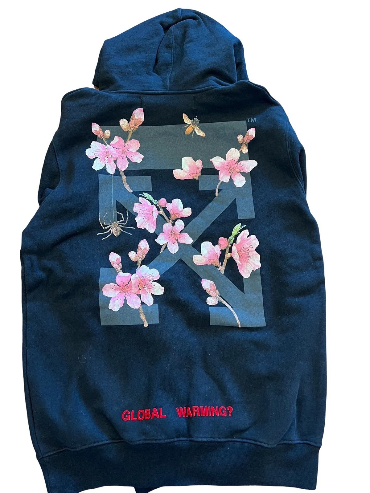 Off White Streetwear Virgil Abloh Off White Global Warming Sakura Flower Hoodie Sweatshirt Grailed