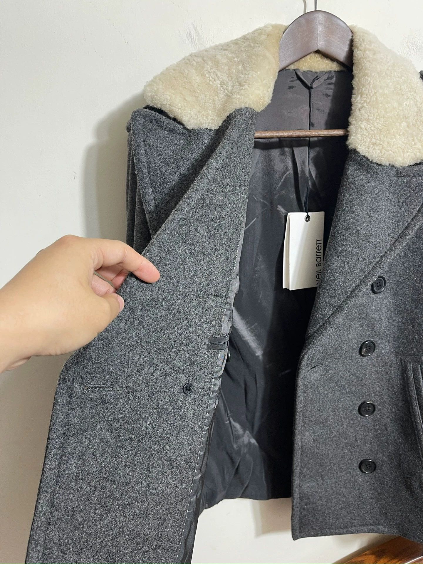 Neil Barrett NEIL BARRETT Slim Fit Wool Collar Wool Blend Overcoat Size US L / EU 52-54 / 3 - 6 Thumbnail