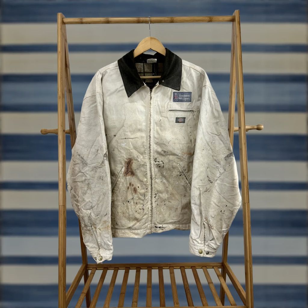 Dickies VTG Dickies Lined Detroit WIP Work Paint Spatter White Canvas Jacket XL Men's Vintage Dickies Jacket XL White Detroit Paint Spatter Size US XL / EU 56 / 4 - 1 Thumbnail
